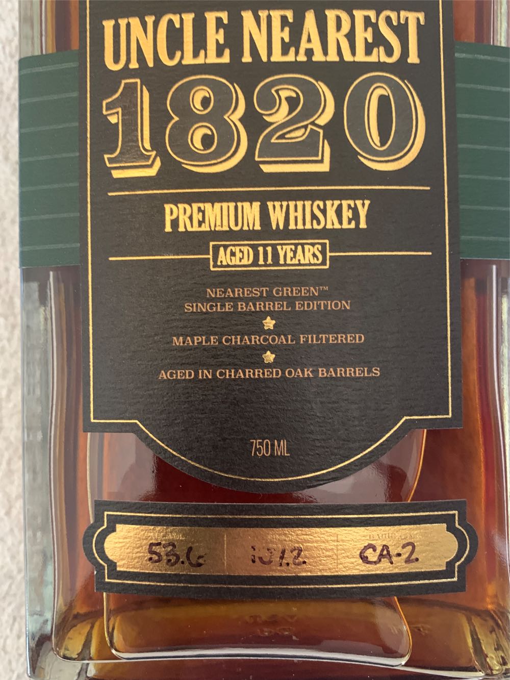 Uncle Nearest 1820 - Uncle Nearest, Shelbyville TN (750 mL) alcohol collectible [Barcode 040232229701] - Main Image 2