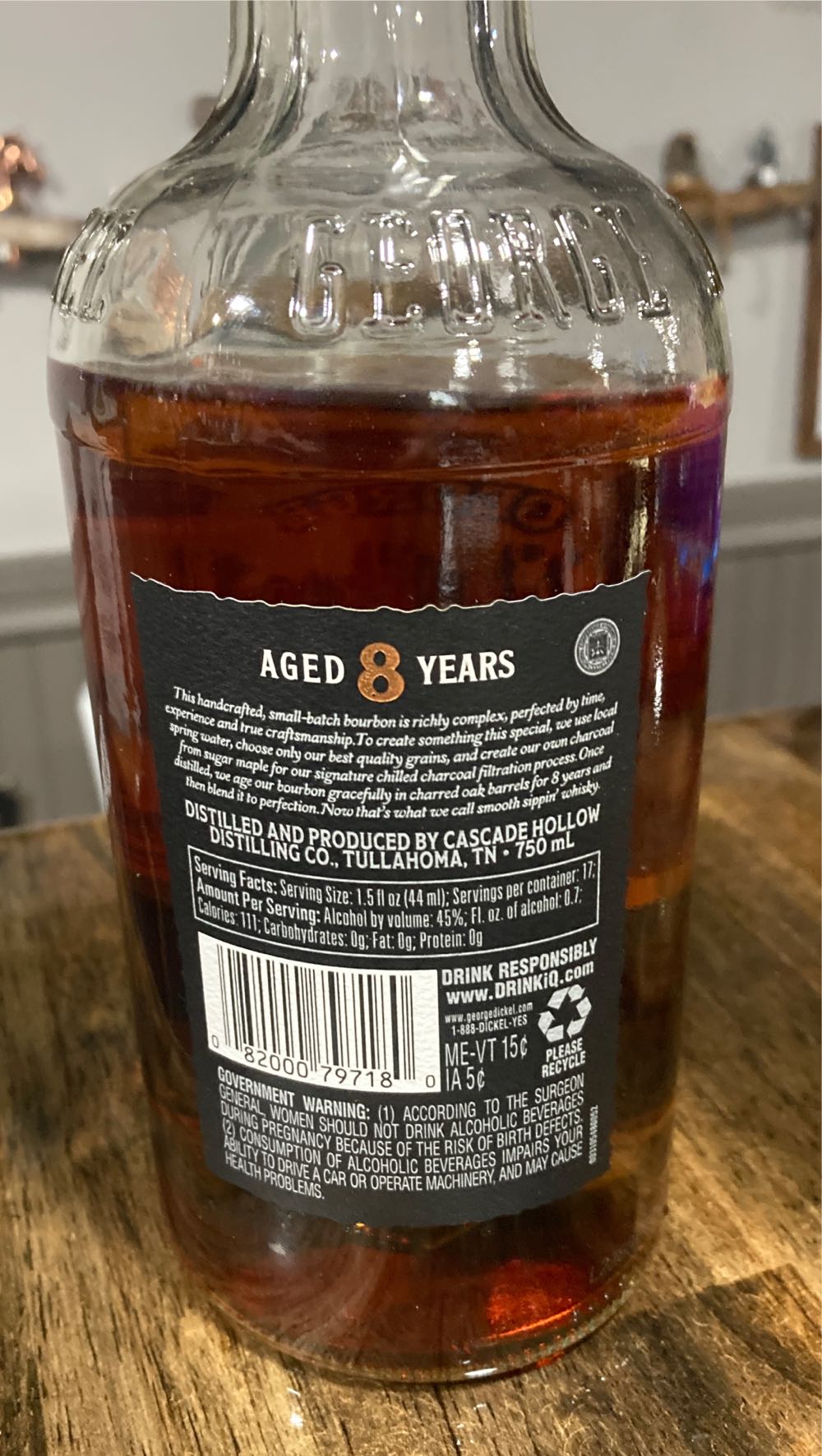 George Dickel 8 Year - Cascade Hollow Distillery (750 mL) alcohol collectible [Barcode 082000797180] - Main Image 2