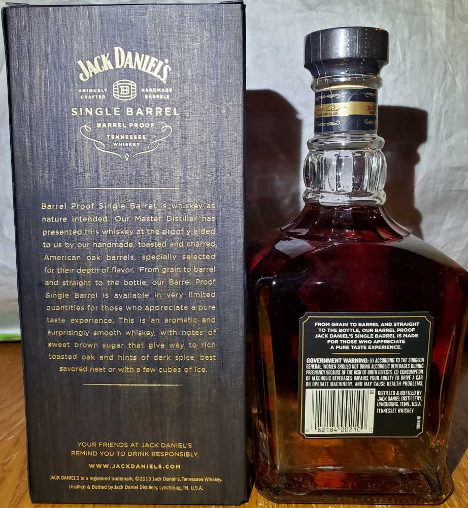 Single Barrel "Barrel Proof” - Jack Daniels’ Distillery (750 mL) alcohol collectible [Barcode 082184002100] - Main Image 2