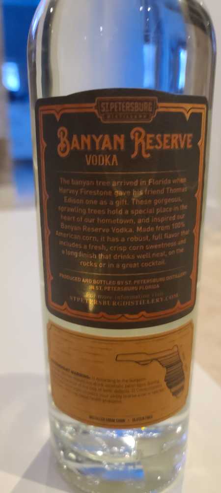 Banyan Reserve Vodka - St. Petersburg Distillery (750mL) alcohol collectible [Barcode 859368005086] - Main Image 2