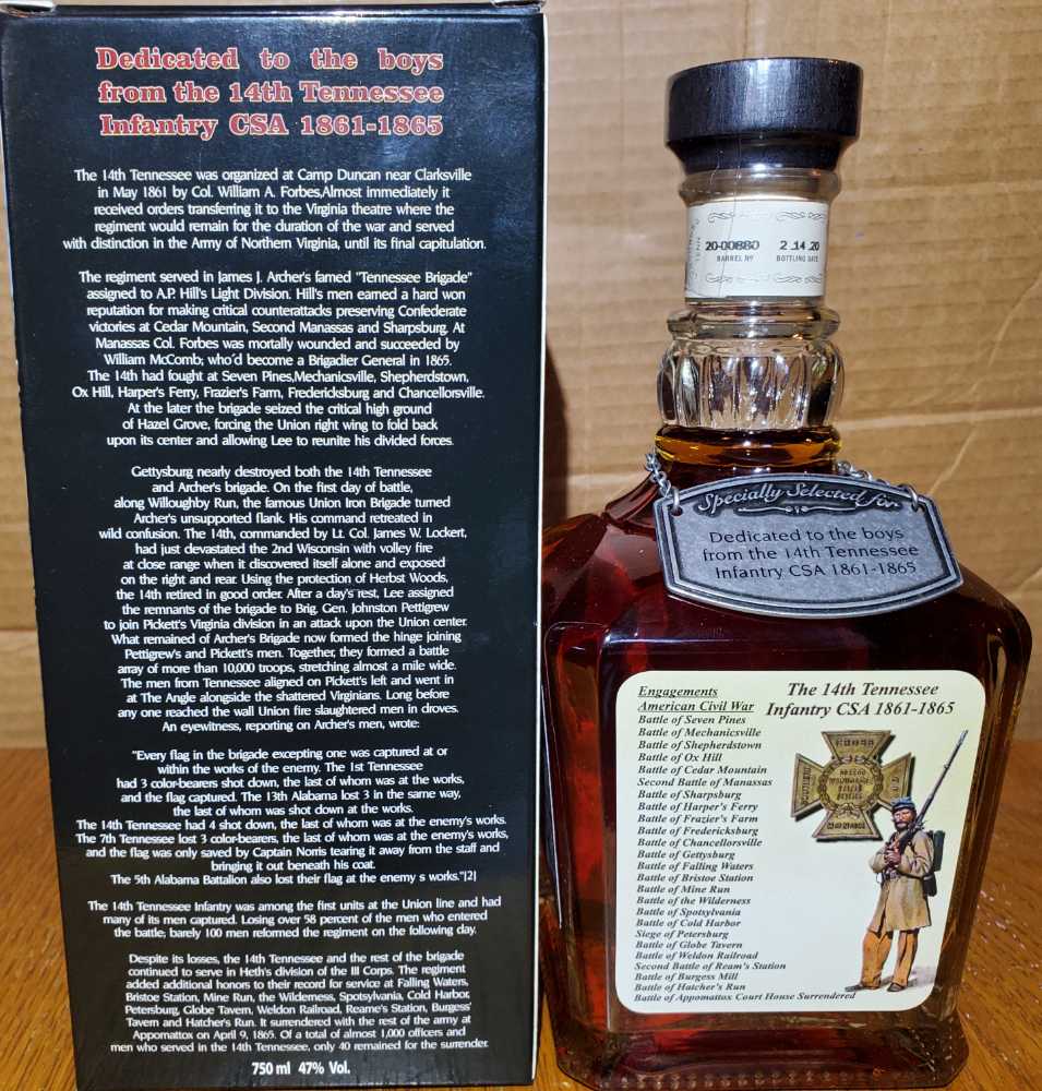 USC 14 TN Infantry CSA 1861-1865 - Jack Daniels’ Distillery (750 mL) alcohol collectible [Barcode 082184087008] - Main Image 2