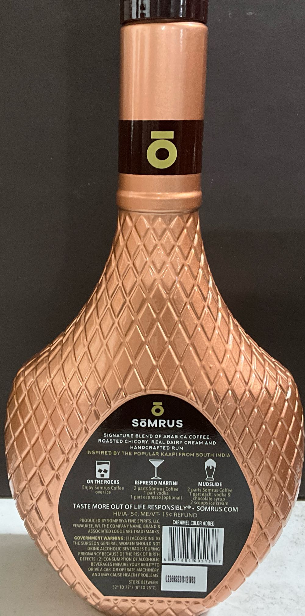 Somrus Coffee Cream Liqueur - Premixed - Sompriya Sprits (750 mL) alcohol collectible [Barcode 851884005137] - Main Image 2