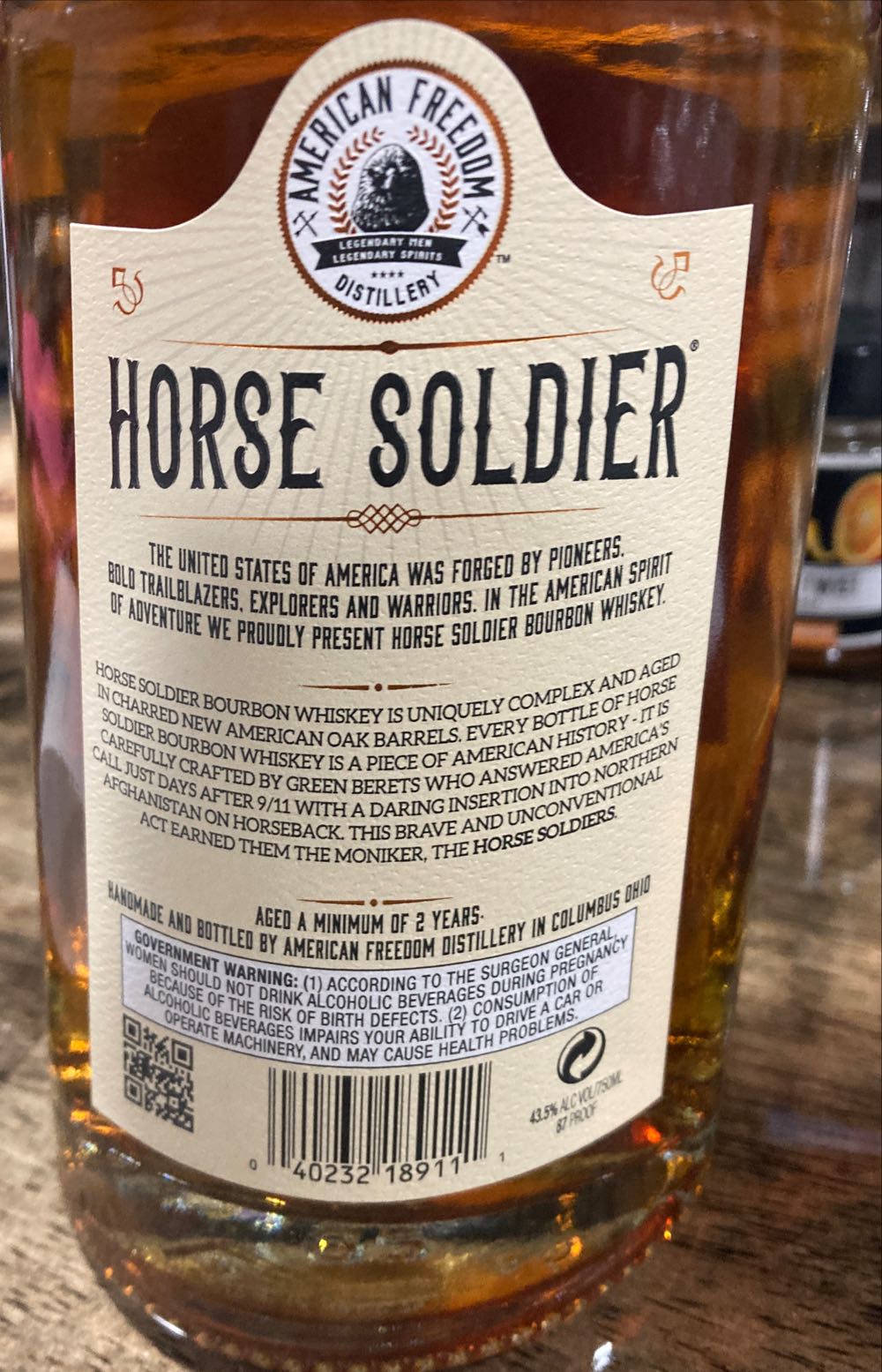 Horse Soldier Premium - American Freedom Distillery (750 mL) alcohol collectible [Barcode 040232189111] - Main Image 2