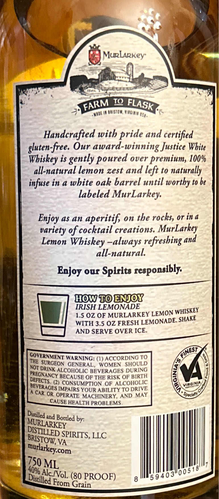 Murlarkey Lemon Whiskey - Murlarkey (750 mL) alcohol collectible [Barcode 859403005262] - Main Image 3