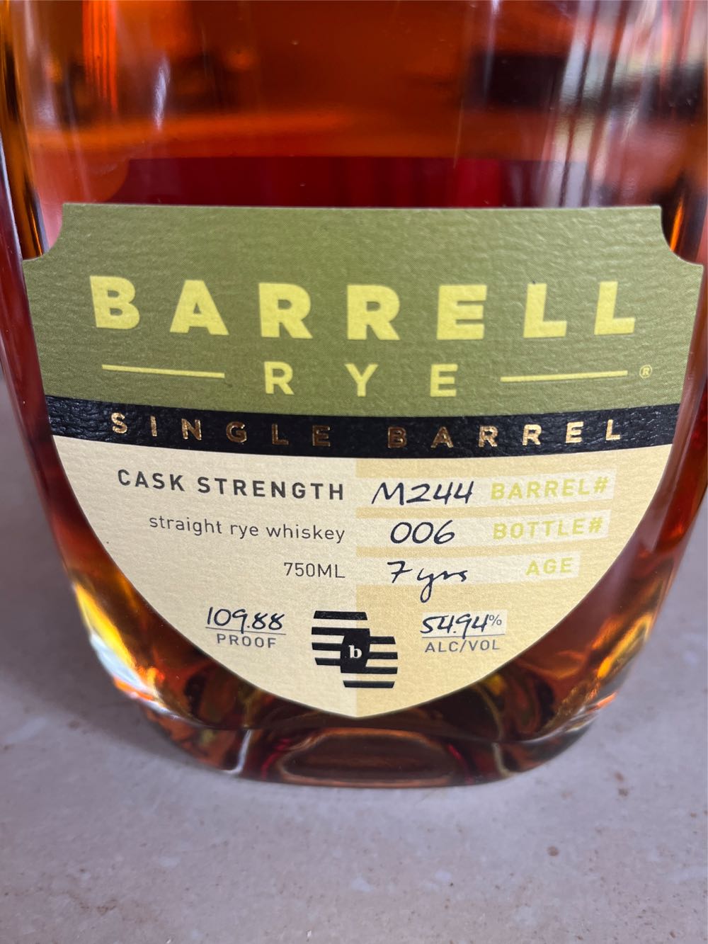 Barrell Rye - Barrel Craft Spirits (750mL) alcohol collectible [Barcode 736040001683] - Main Image 3