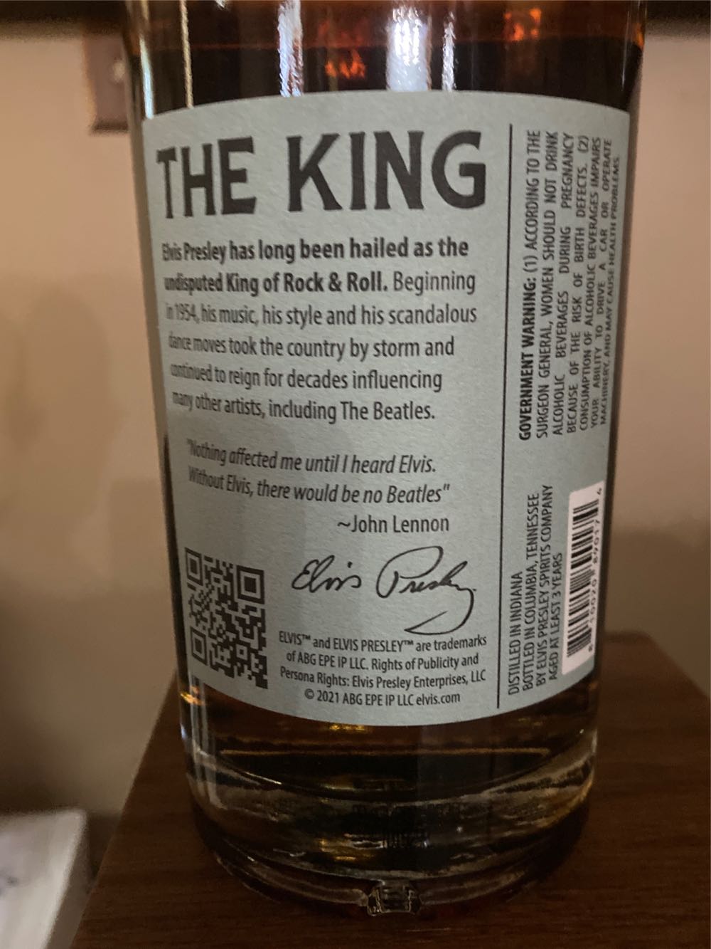 Elvis Rye The King - Elvis Presley Spirits (750 mL) alcohol collectible [Barcode 810020890174] - Main Image 2