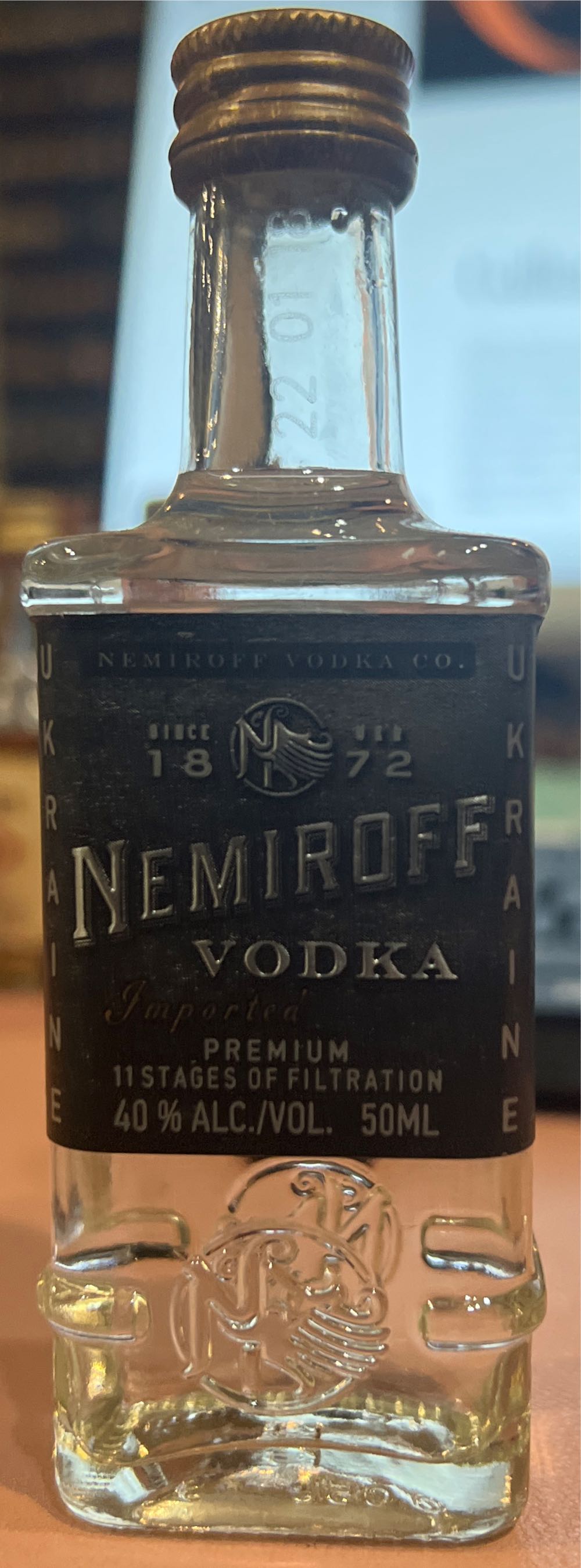 Nemiroff Honey Pepper Flavored Vodka - Nemiroff Vodka company (50 mL) alcohol collectible [Barcode 4820181424411] - Main Image 2