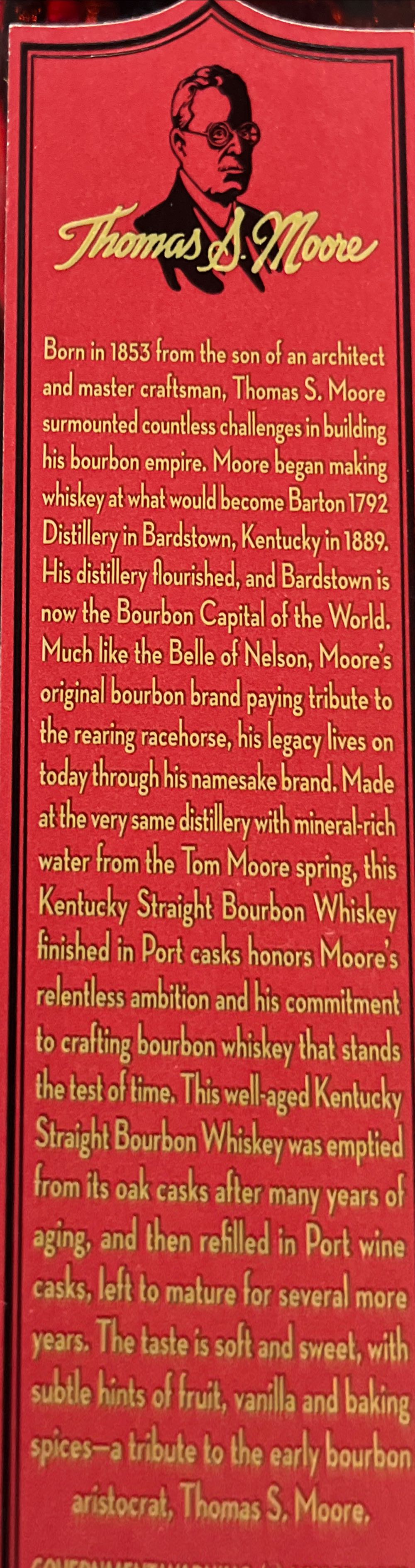 Thomas S Moore Port Casks - Barton 1792 Distillery (750mL) alcohol collectible [Barcode 088004036133] - Main Image 2