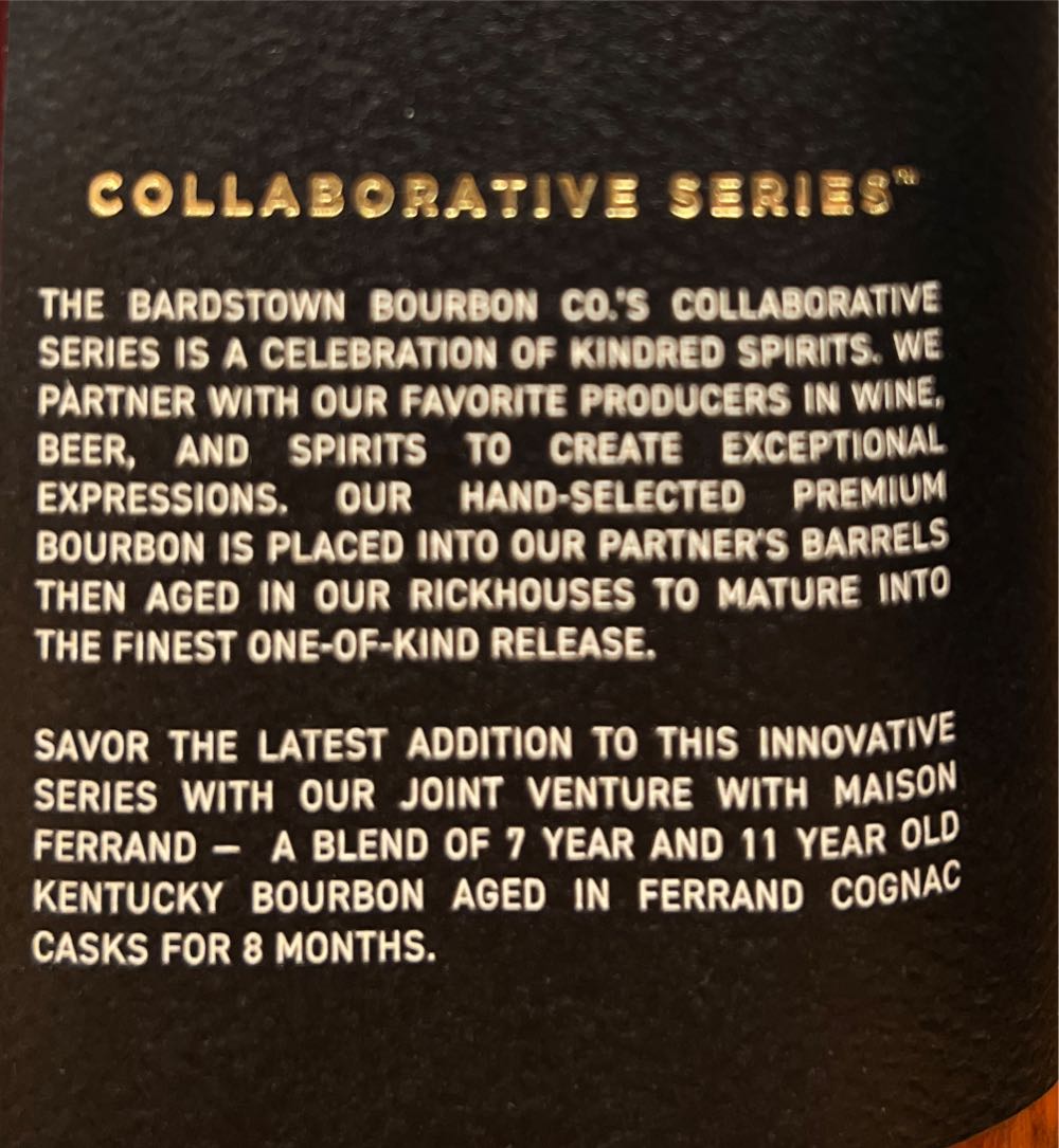 Bardstown Ferrand Bourbon - Bardstown Bourbon Company (750 mL) alcohol collectible [Barcode 857552008271] - Main Image 2