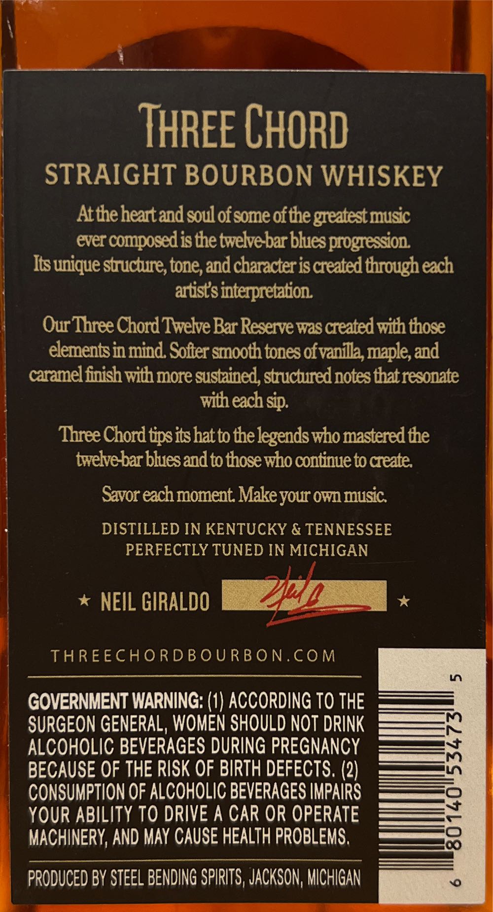 Three Chord Bourbon 12 Year Old - Steel Bending Spirits alcohol collectible [Barcode 680140534735] - Main Image 2
