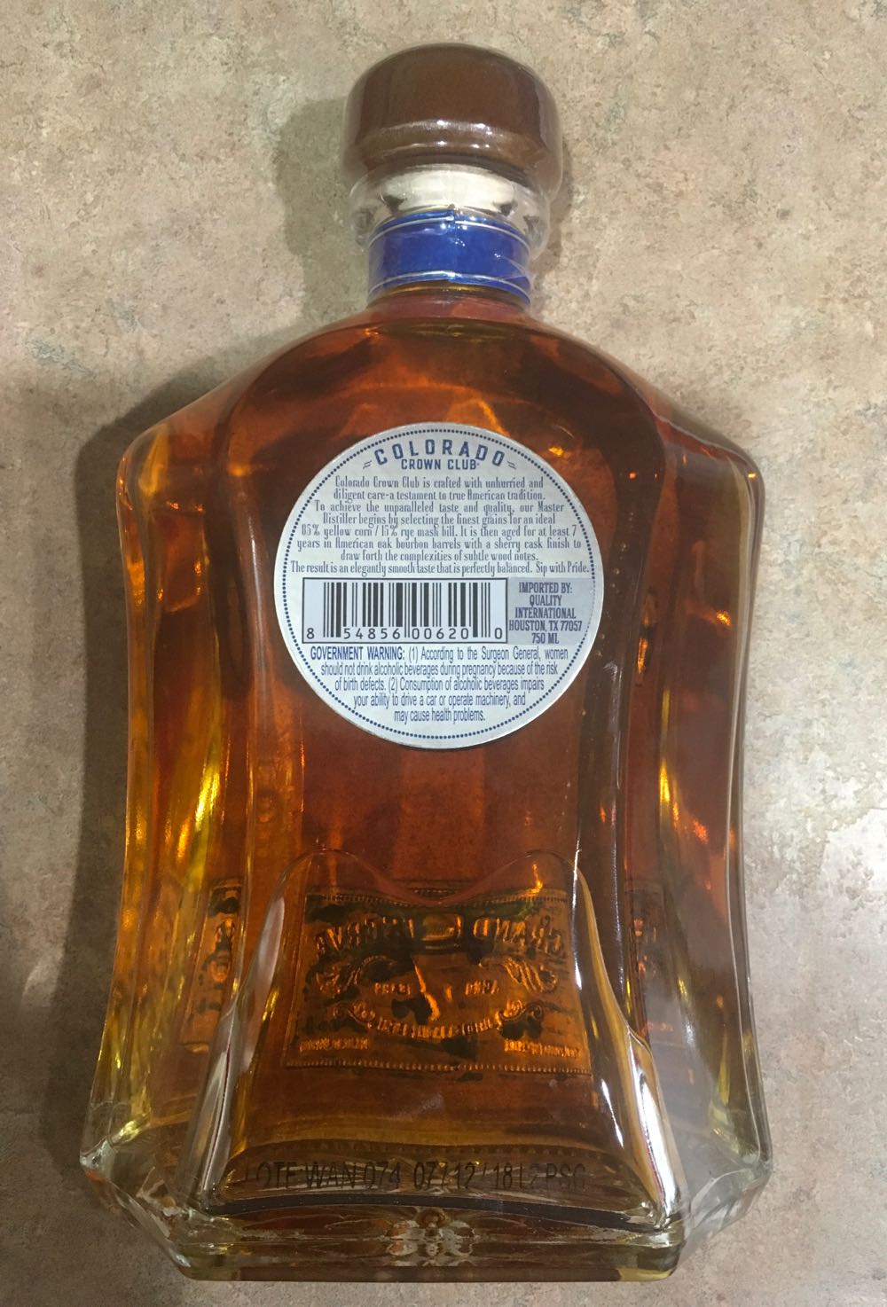 Colorado Select Club Grand Reserve Boss Liquors - Imported By Quality International (750 mL) alcohol collectible [Barcode 854856006200] - Main Image 2
