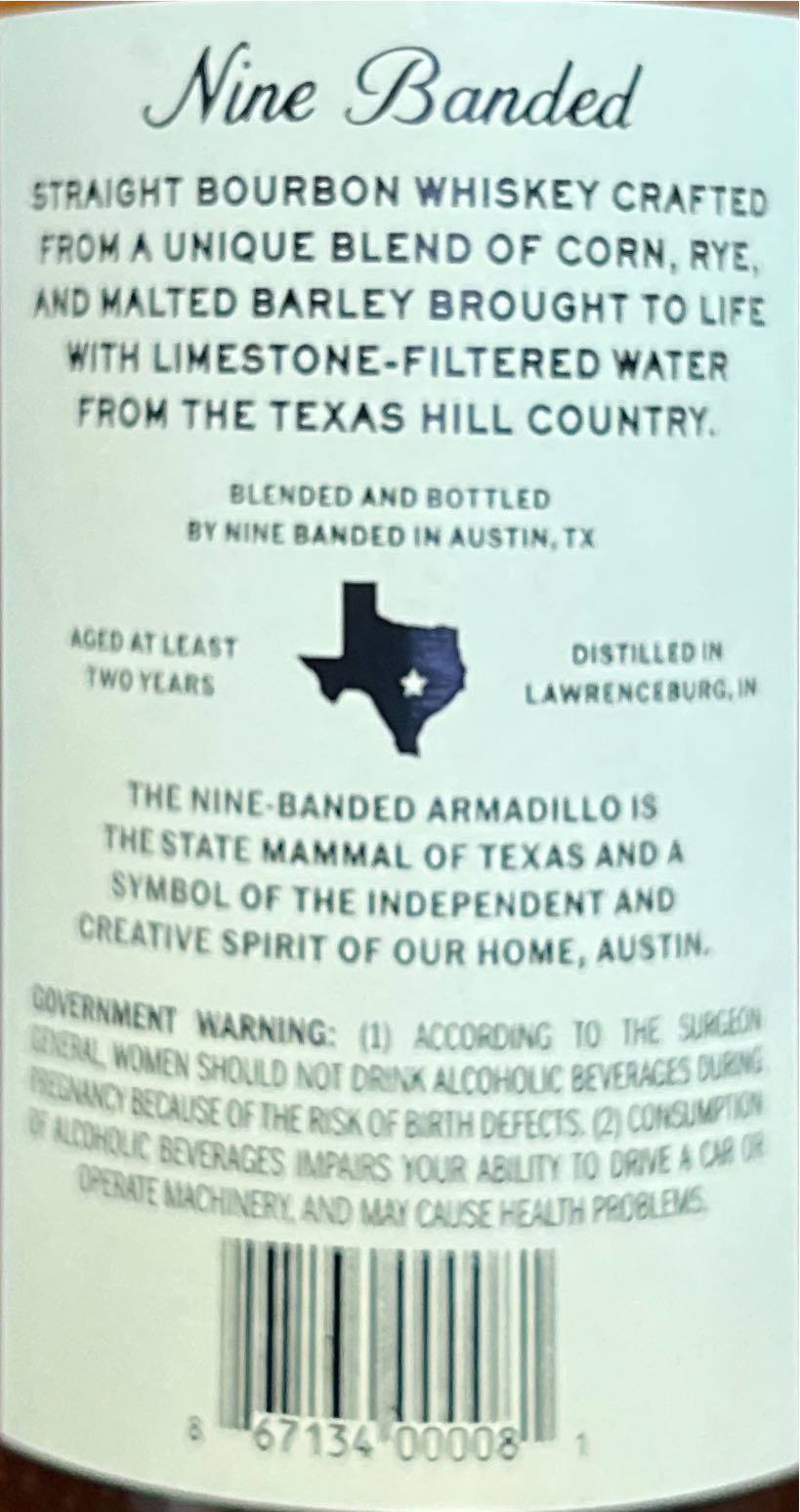 Nine Banded Straight Bourbon - Nine Banded (750 mL) alcohol collectible [Barcode 867134000081] - Main Image 2