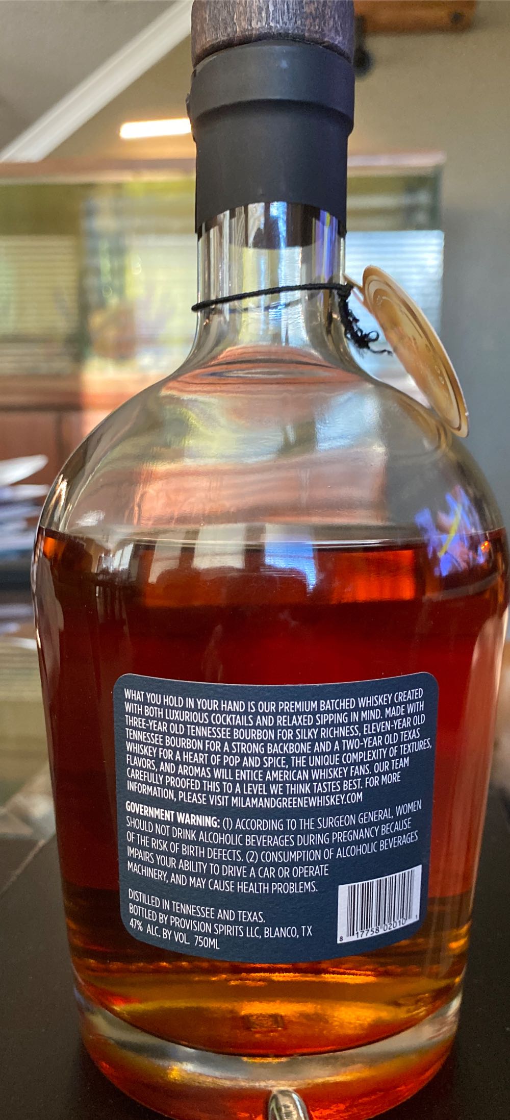 Milam & Greene Triple Cask - Provision Spirits Distillery (750 mL) alcohol collectible [Barcode 817758020101] - Main Image 2