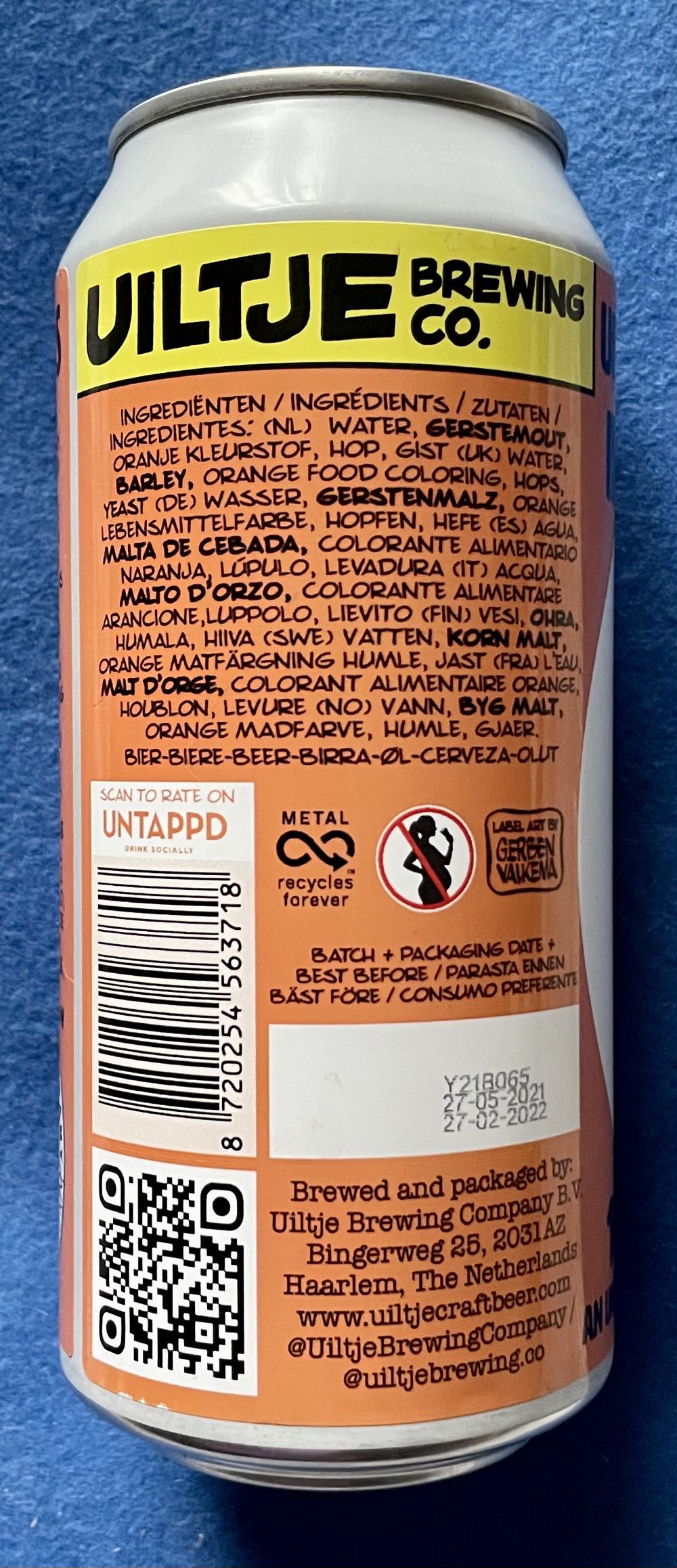 Uiltje’s All Time Oranje Legends - Uiltje Brewing Company (440 mL) alcohol collectible [Barcode 8720254563718] - Main Image 2