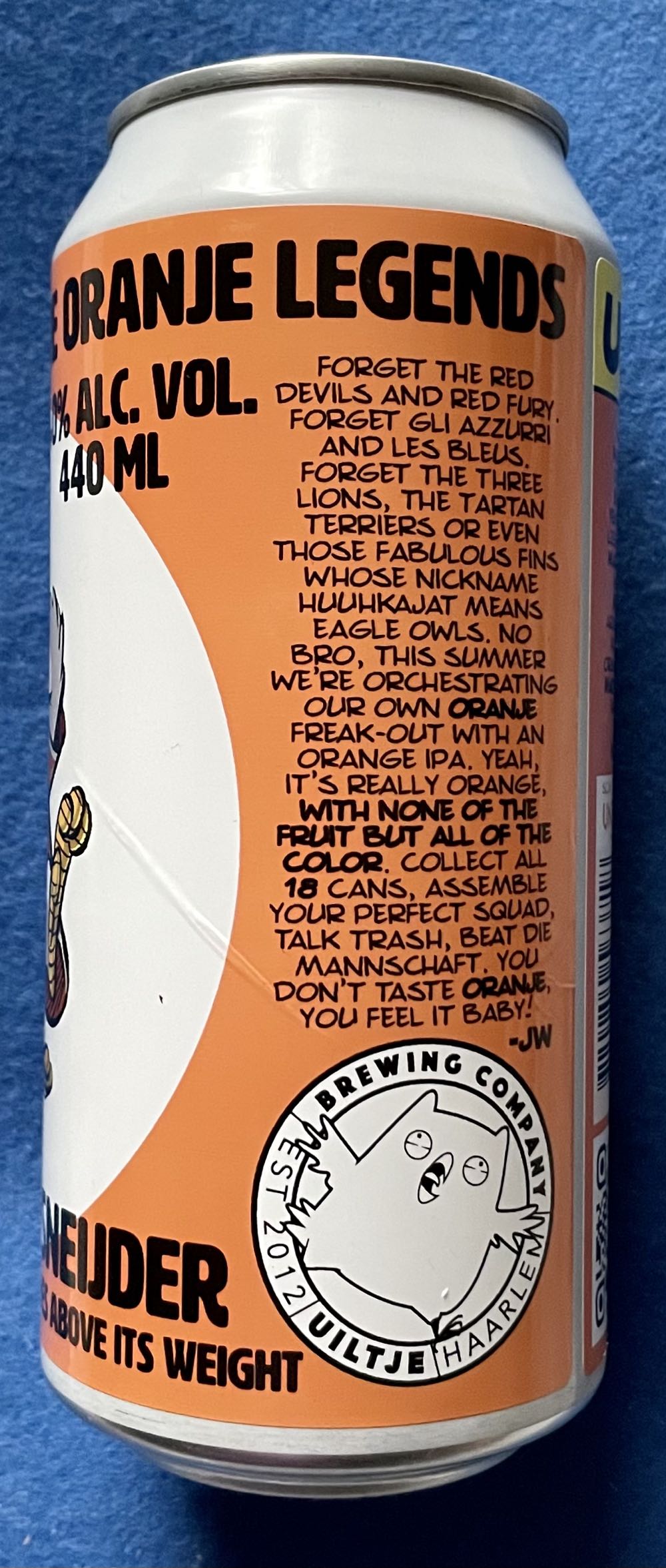Uiltje’s All Time Oranje Legends - Uiltje Brewing Company (440 mL) alcohol collectible [Barcode 8720254563718] - Main Image 4