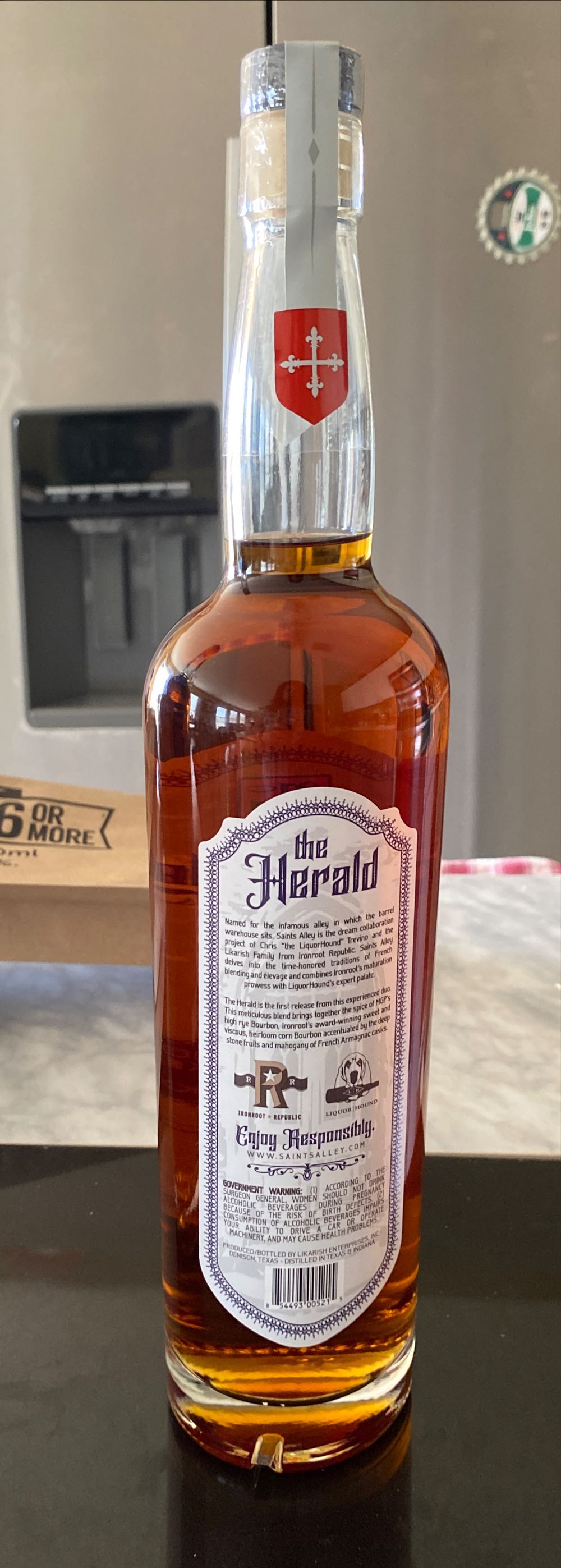 Saints Alley - the Herald Batch No 3 107 Proof - Bottled by Likarish Enterprises, Inc. (750 mL) alcohol collectible [Barcode 854493005215] - Main Image 2