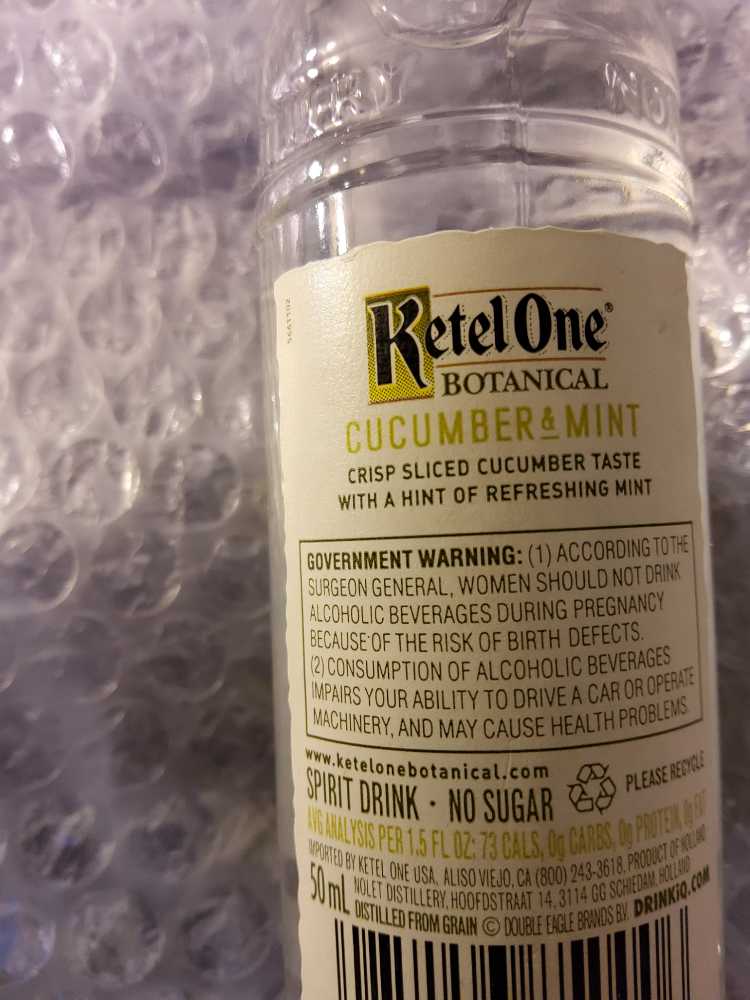 Ketel One Botanical Cucumber & Mint - Nolet Distillery, Schiedam, Holland (50 mL) alcohol collectible [Barcode 085156850006] - Main Image 4