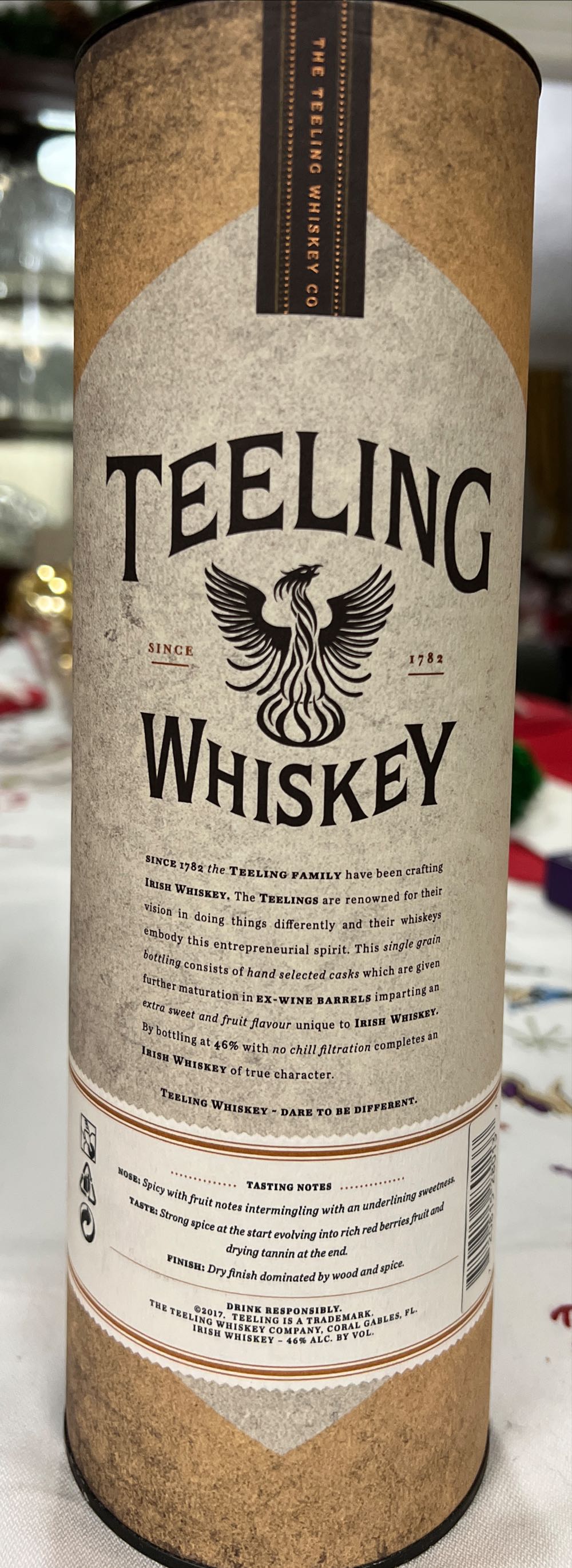 Empty Teeling Single Malt Irish Whiskey Bottle Upcycle Craft Etc - The Teeling Whiskey Co. (750 mL) alcohol collectible [Barcode 720815280137] - Main Image 3