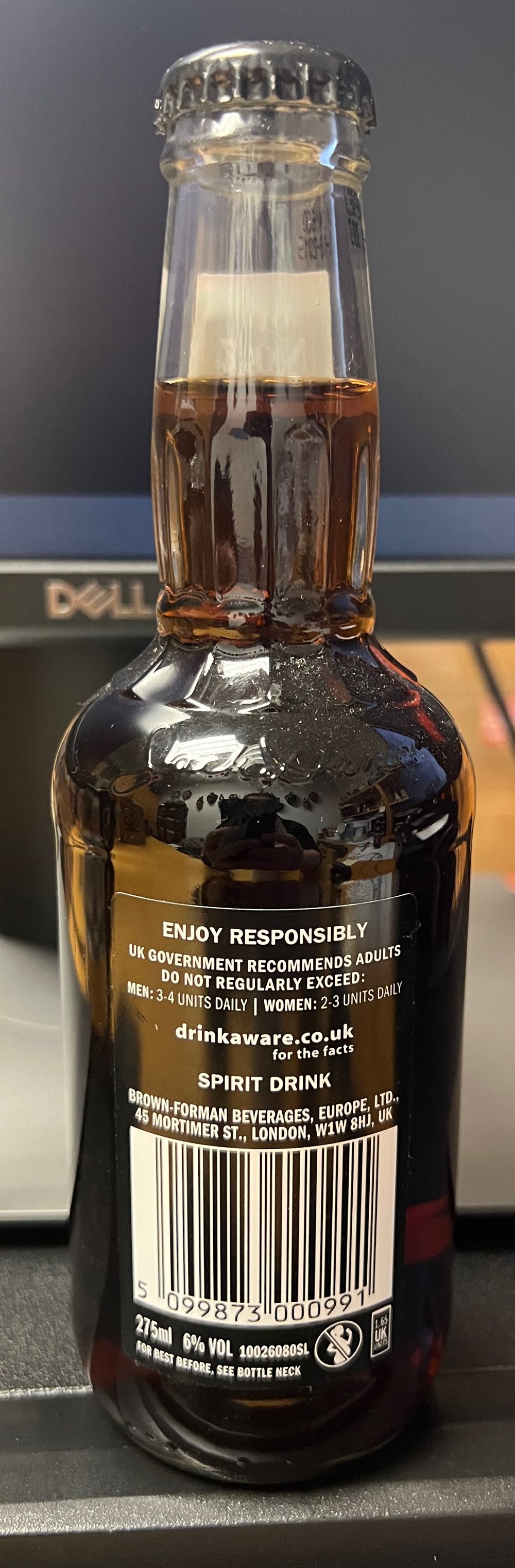 Soft Drink Tennessee Whiskey & Cola 275 Ml - Jack Daniel Distillery (275 mL) alcohol collectible [Barcode 5099873000991] - Main Image 2