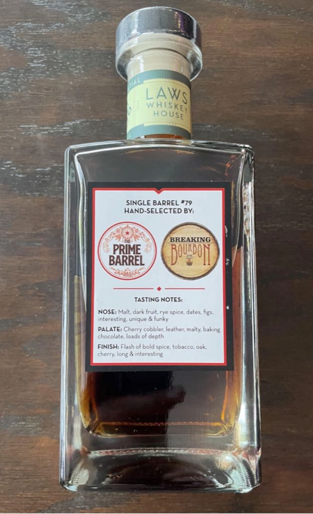 Laws Whiskey House “Breaking The Law: Prime Suspect” Collaboration Experiential Single Barrel Sauternes Finish Rye Whiskey - Laws Whiskey House (750mL) alcohol collectible [Barcode 856933005731] - Main Image 2