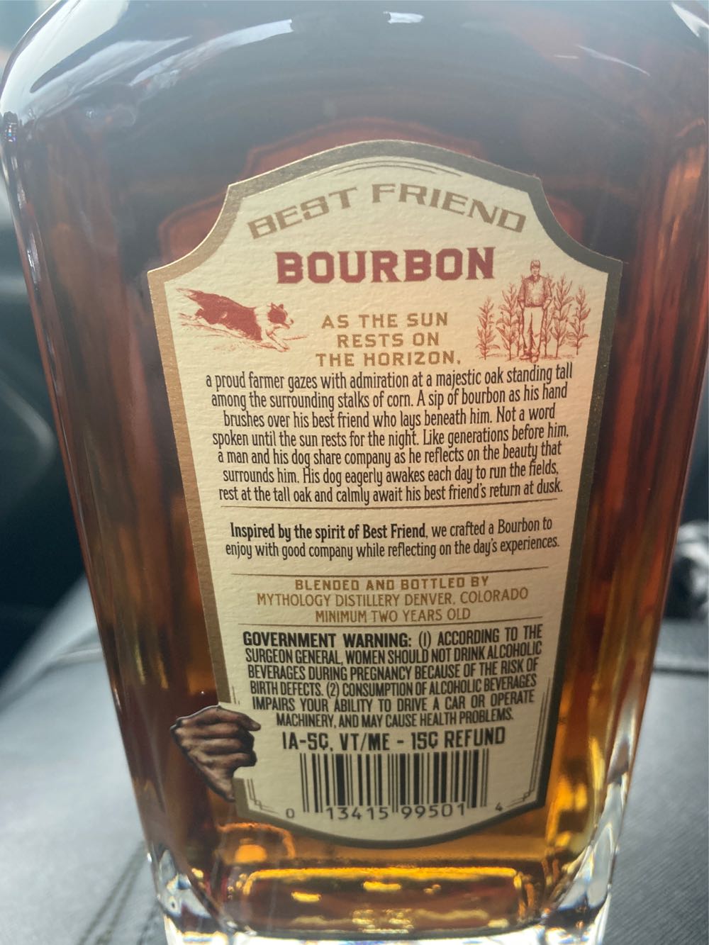 Mythology Spirit Best Friend Bourbon - Mythology Distillery (750 mL) alcohol collectible [Barcode 013415995014] - Main Image 2
