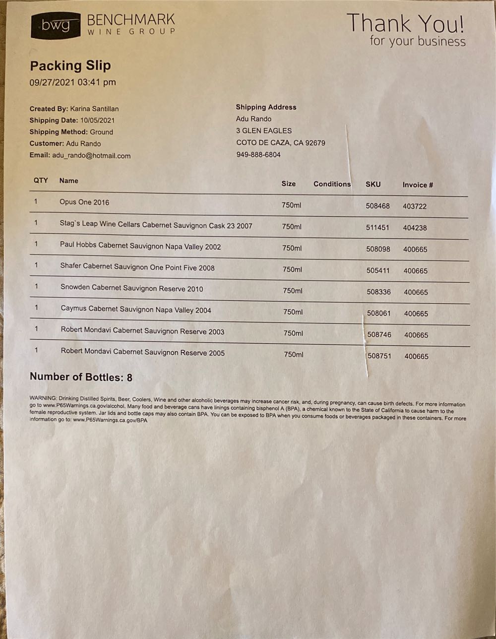 Snowden Cabernet Sauvignon  alcohol collectible [Barcode 188755000145] - Main Image 2