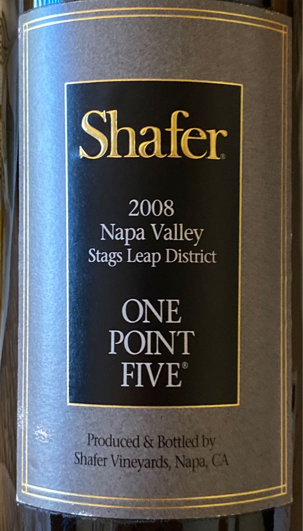 We 97 Pts! Shafer One Point Five Cabernet Sauvignon Wine Napa Valley  alcohol collectible [Barcode 013528800014] - Main Image 2