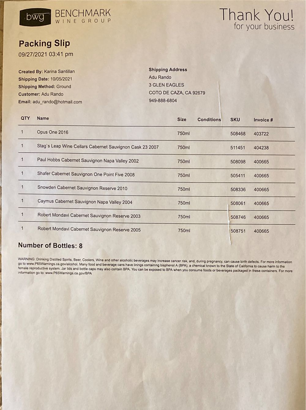 We 97 Pts! Shafer One Point Five Cabernet Sauvignon Wine Napa Valley  alcohol collectible [Barcode 013528800014] - Main Image 3