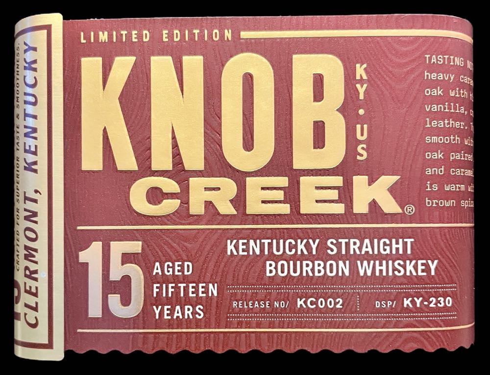 Knob Creek 15 Year Bourbon Whiskey - Knob Creek Distillery (750 mL) alcohol collectible [Barcode 080686035046] - Main Image 3