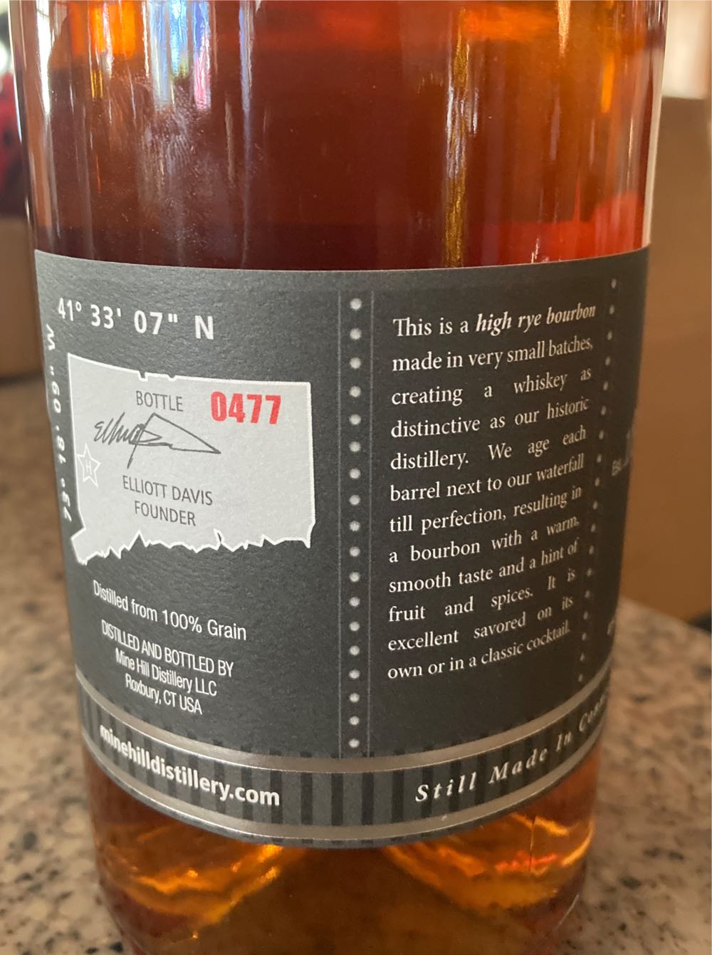 Mine Hill Bourbon - Mine Hill Distillery (750 mL) alcohol collectible [Barcode 860007710001] - Main Image 2