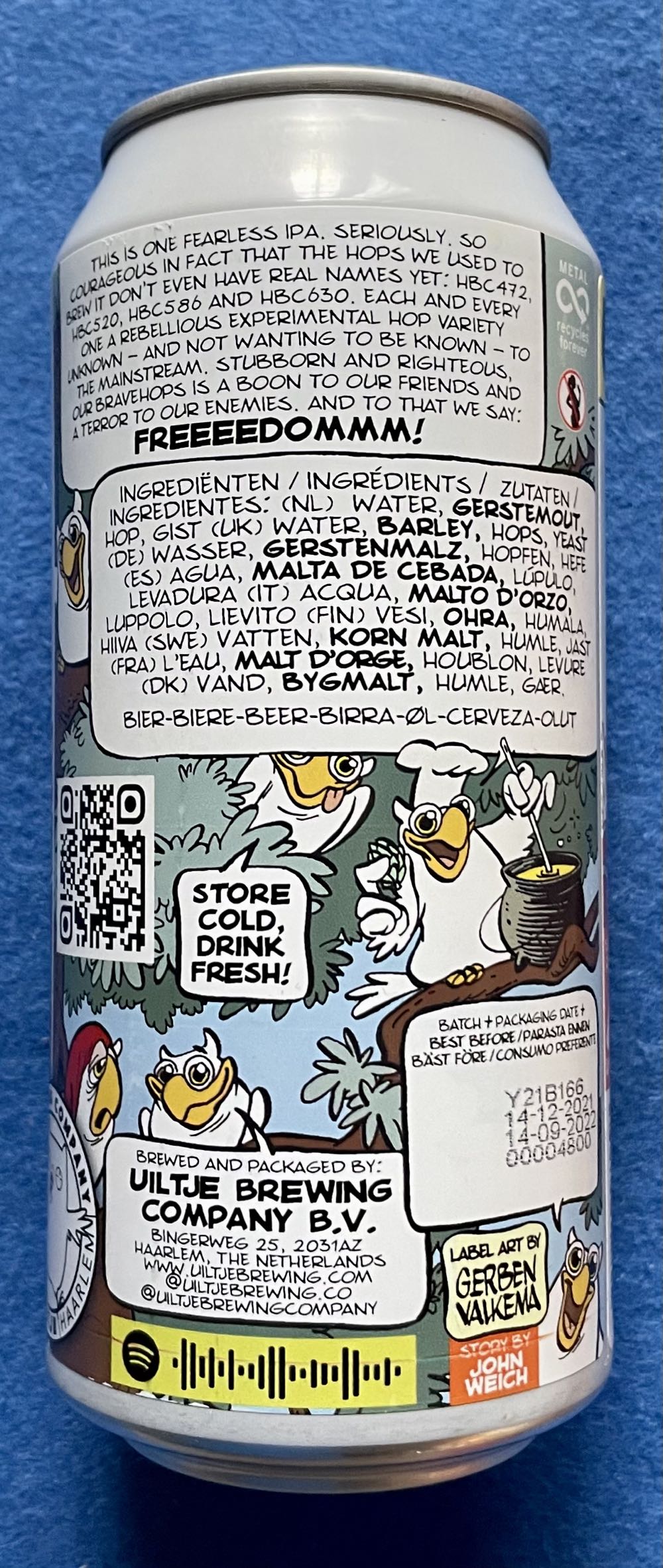 Bravehops - Uiltje Brewing Company (440 mL) alcohol collectible [Barcode 8720254563893] - Main Image 2