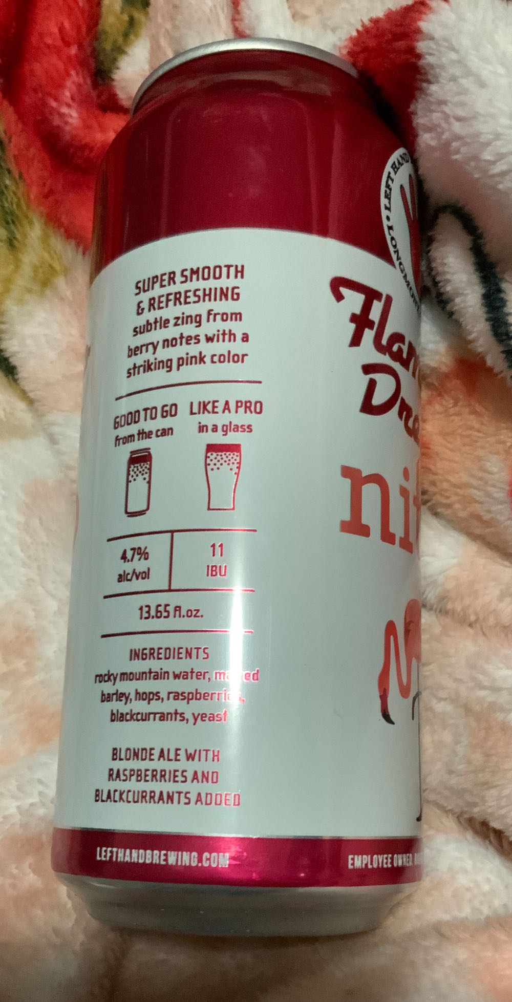 Flamingo Dreams Nitro - Left Hand Brewing Co. (13.65 FL OZ) alcohol collectible [Barcode 793866770018] - Main Image 2