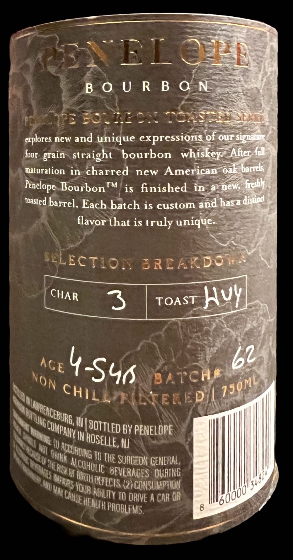 Penelope Barrel Finish Toasted - Penelope Bourbon (750 mL) alcohol collectible [Barcode 860000348249] - Main Image 4