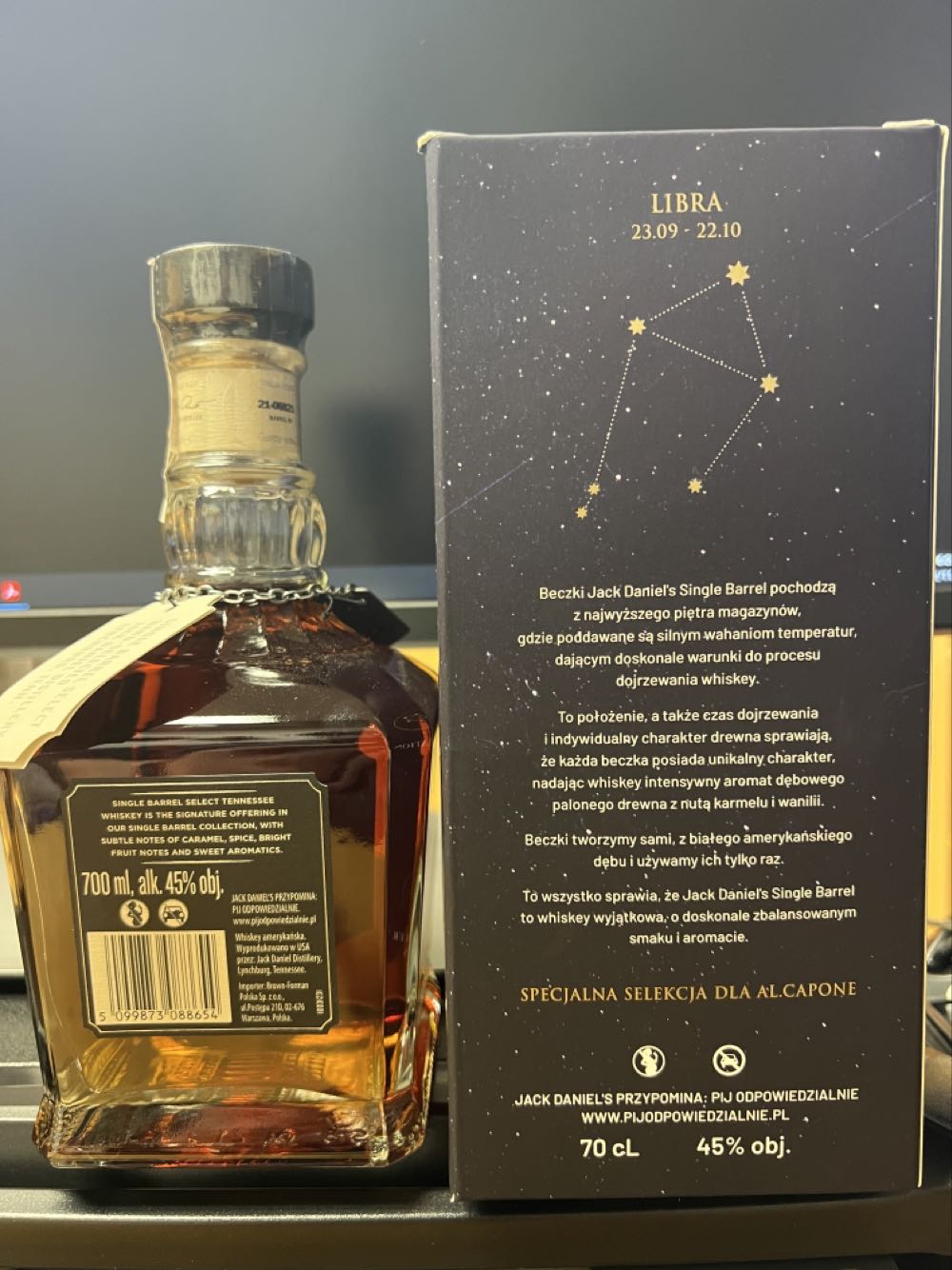 Zodiac Libra 2021 Poland - Jack Daniel Distillery (700 mL) alcohol collectible - Main Image 3