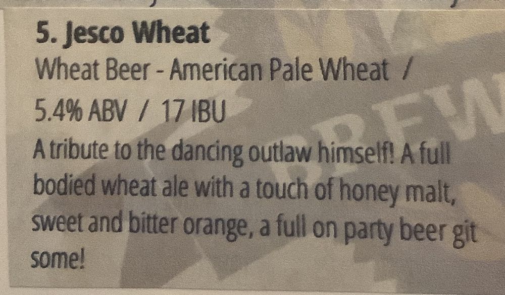 Gatlinburg Brewing- Jesco Wheat - Gatlinburg Brewing Company alcohol collectible - Main Image 2