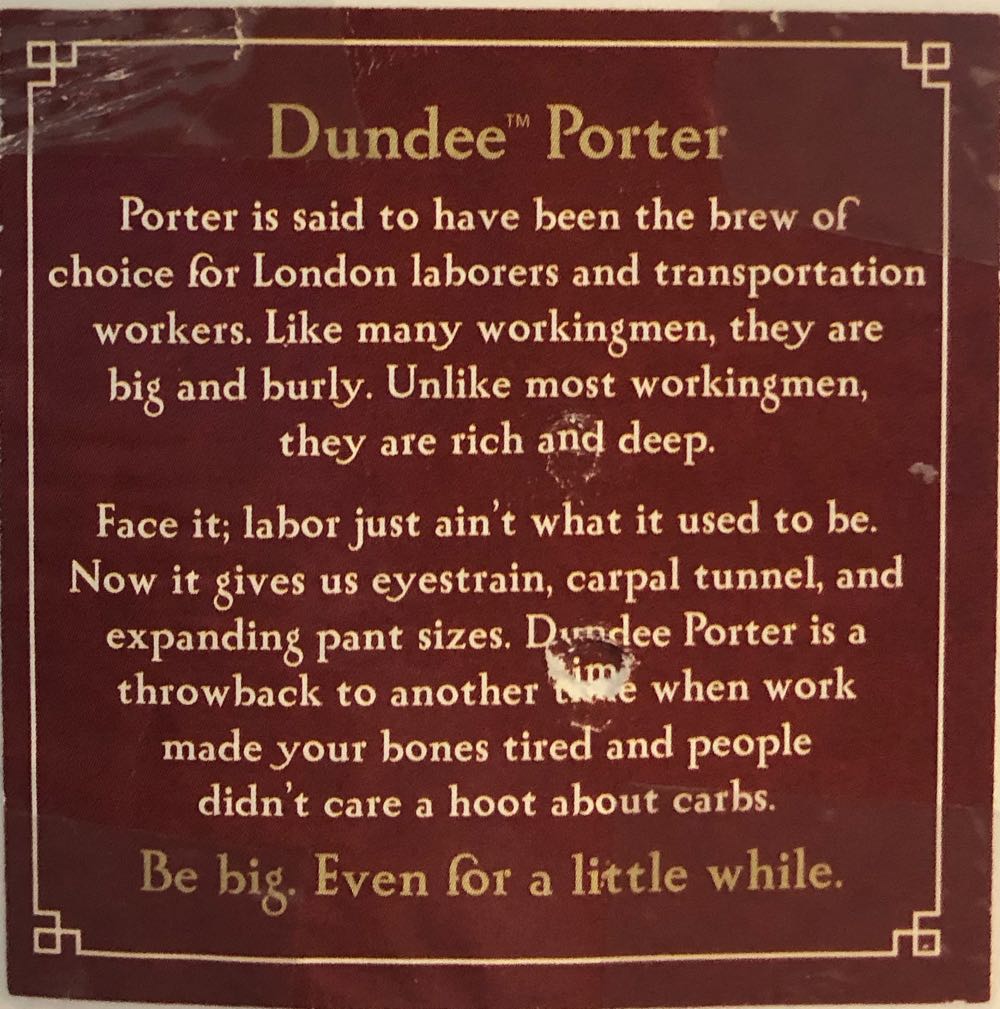 Dundee Porter - Dundee Brewing Company, Rochester alcohol collectible - Main Image 2