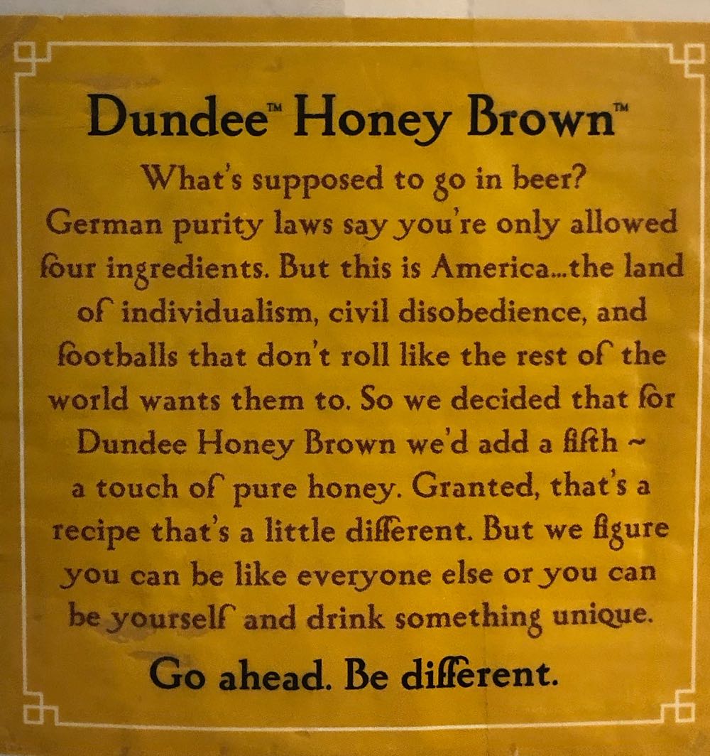 Dundee Honey Brown - Dundee Brewing Company, Rochester alcohol collectible - Main Image 2