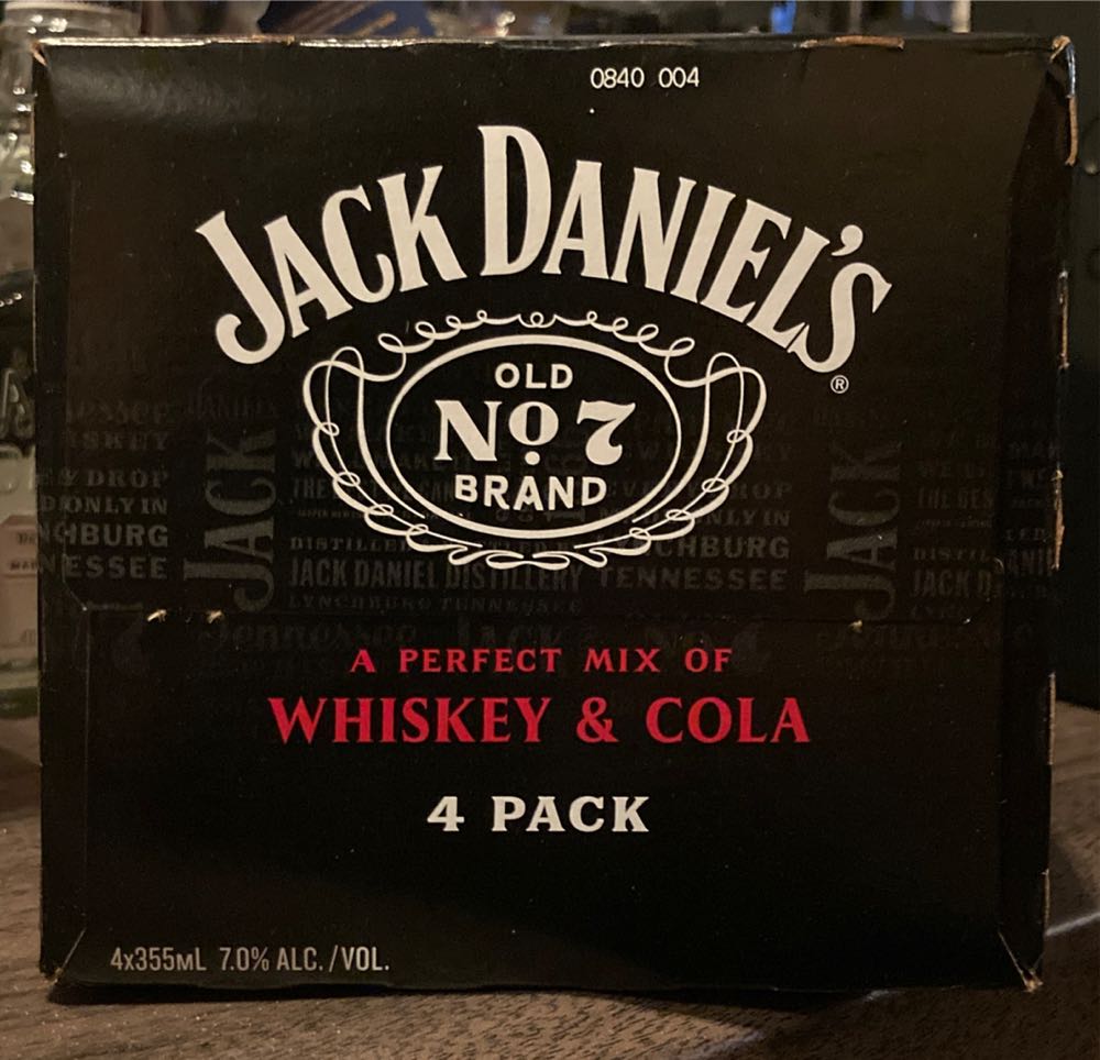 Jack Daniel’s Whiskey And Cola 4pk Cans  (355 mL) alcohol collectible [Barcode 082184204764] - Main Image 2