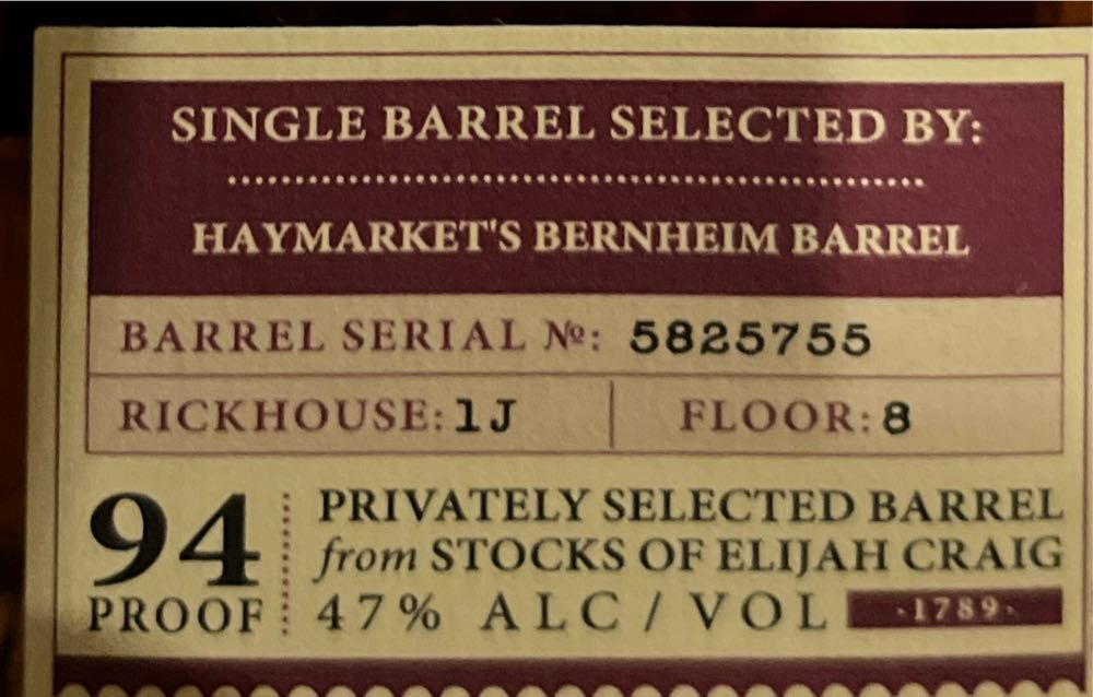 Elijah Craig Single Barrel Gold Eagle & ACBS - The Elijah Craig Distillery Co. (750mL) alcohol collectible [Barcode 096749003860] - Main Image 4