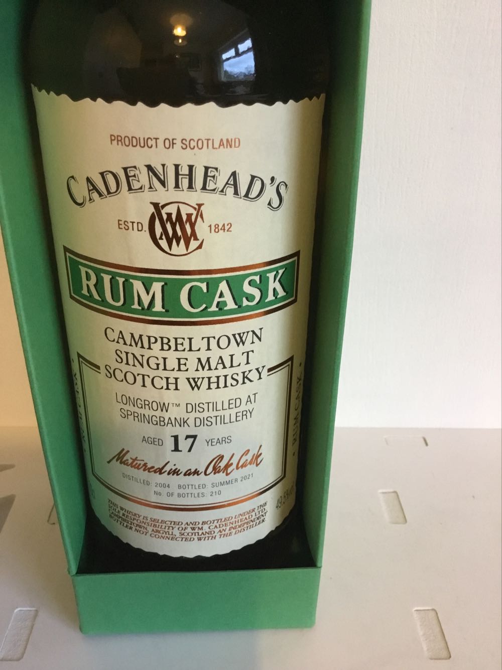 Longrow 17yo Rum Cask 49.4% Cadenheads 2021 (2025) - Longrow alcohol collectible - Main Image 2