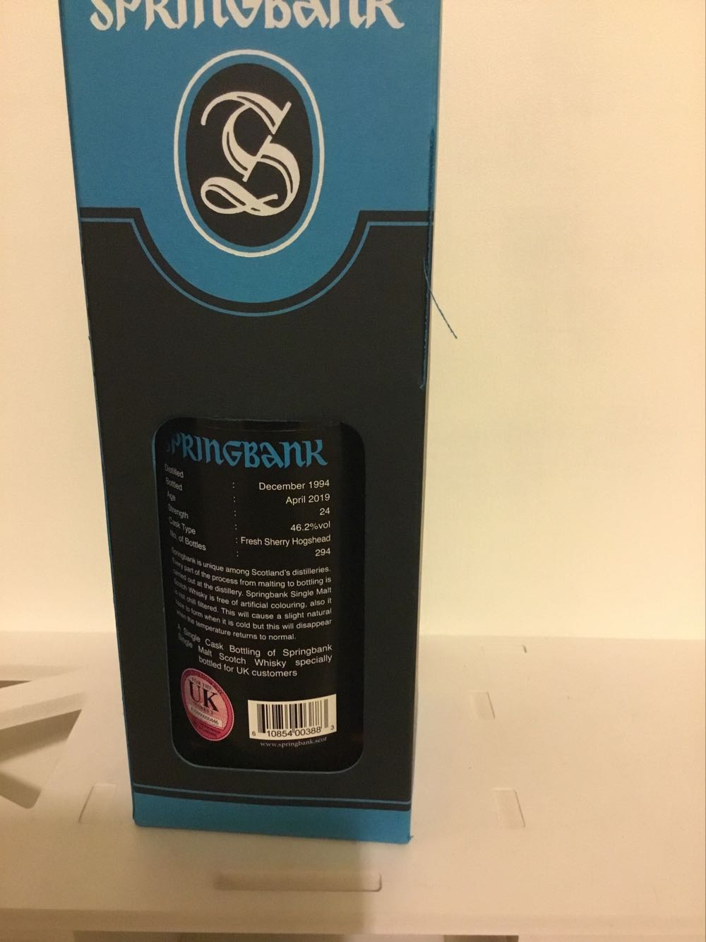 Springbank 24 Year Old April 2019 46.2% - Springbank alcohol collectible [Barcode 610854003883] - Main Image 2