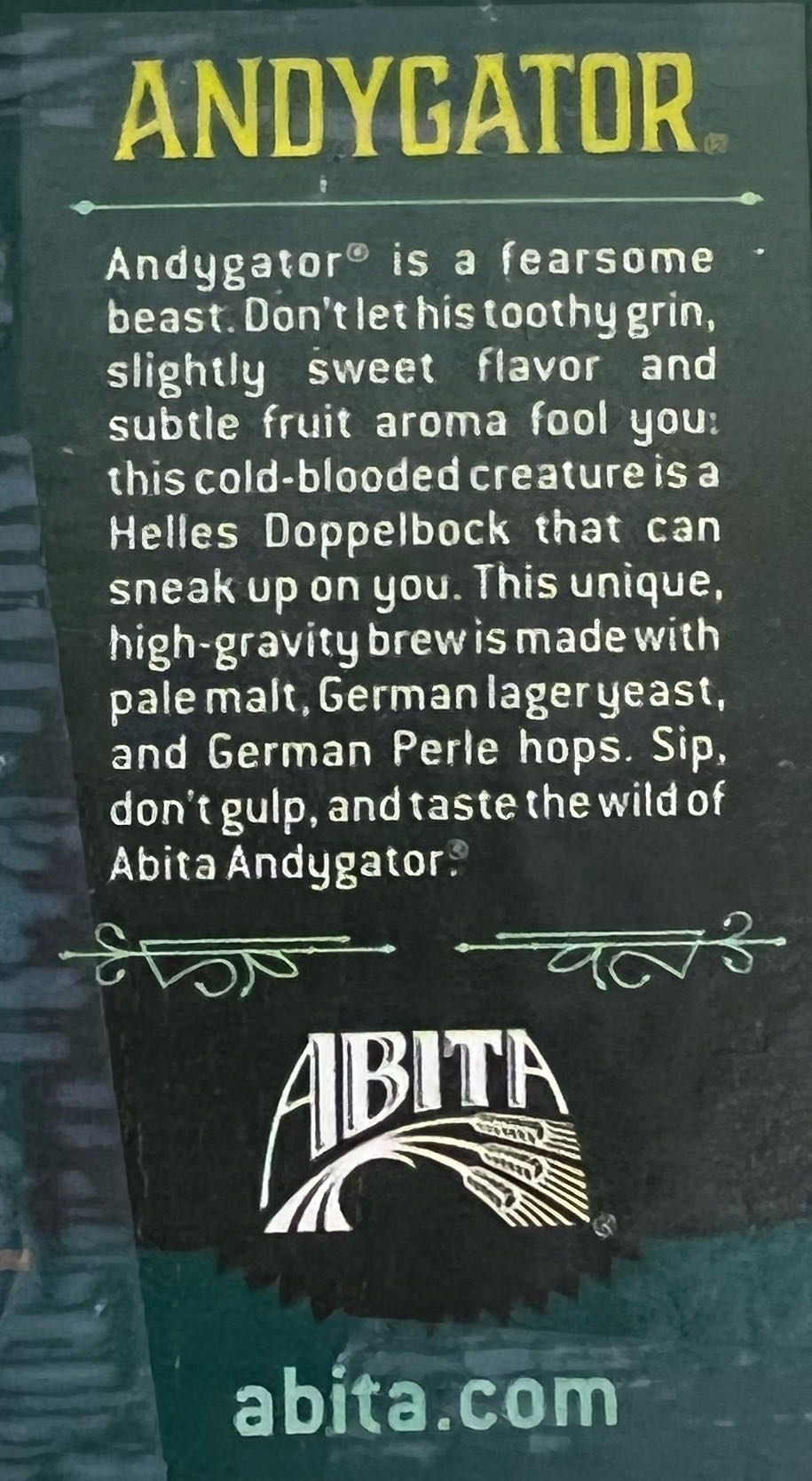 Abita Andy Gator Helles Dopplebock - Abita Brewing Company, Covington alcohol collectible - Main Image 2
