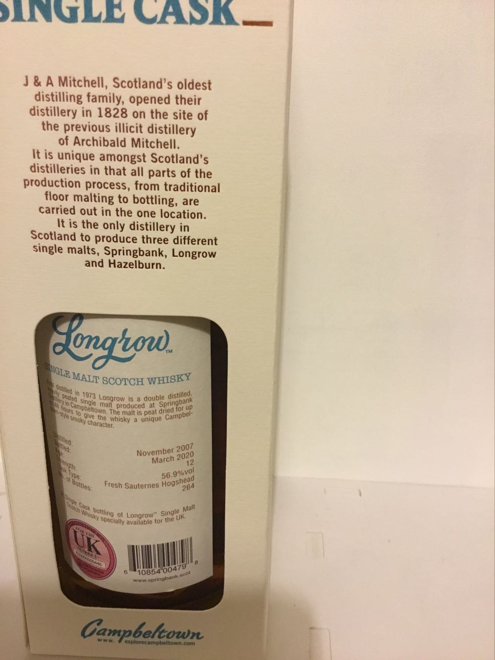 Longrow 12 Yo Single Cask 56.9% - Longrow alcohol collectible [Barcode 610854004798] - Main Image 2