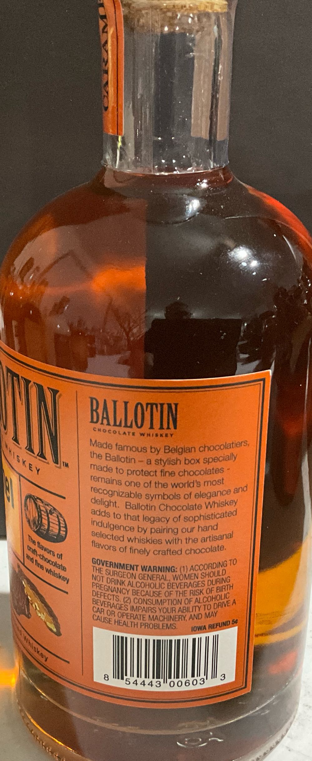Ballotin Caramel Turtle Chocolate Flavored Whiskey - Saloon Spirits (750 mL) alcohol collectible [Barcode 854443006033] - Main Image 3