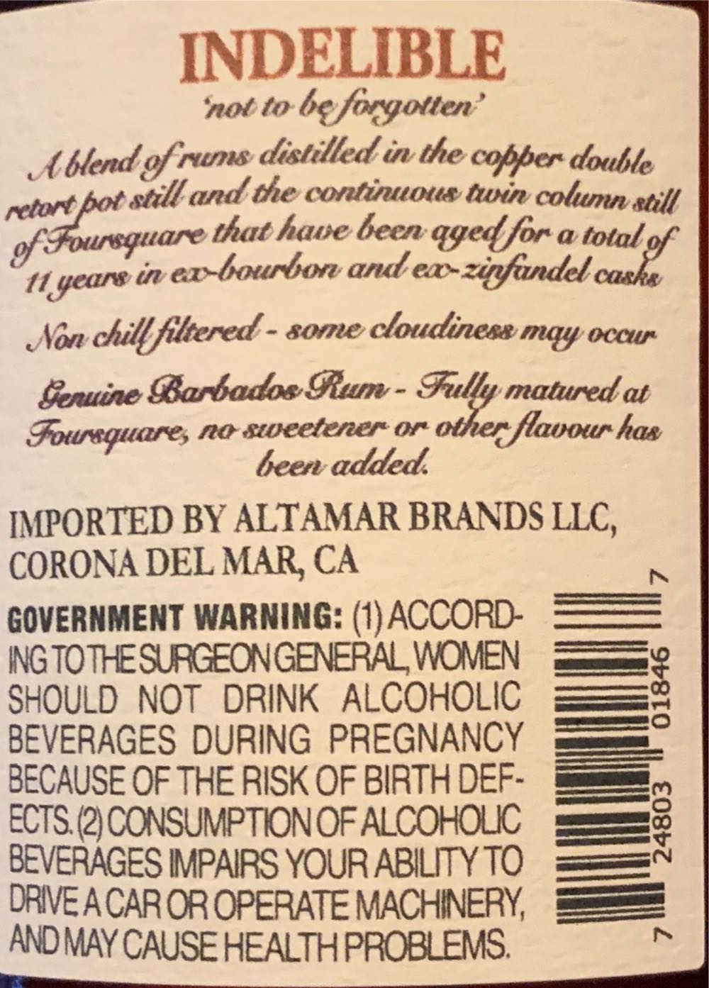 Foursquare Indelible Mark XVIII - Foursquare Rum Distillery (750 mL) alcohol collectible [Barcode 724803018467] - Main Image 2