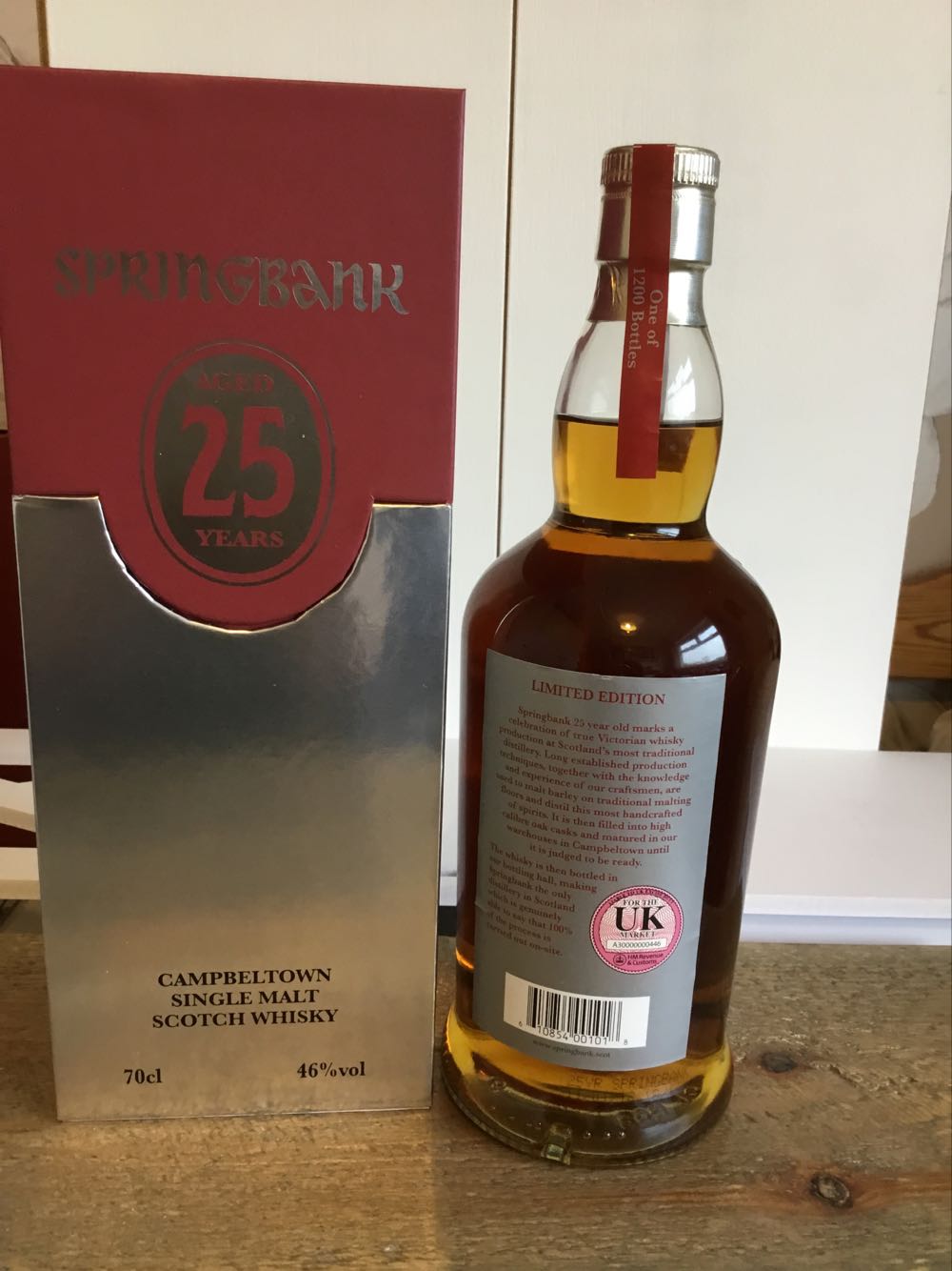 Springbank 25 Year Old 2018  alcohol collectible [Barcode 610854001018] - Main Image 2