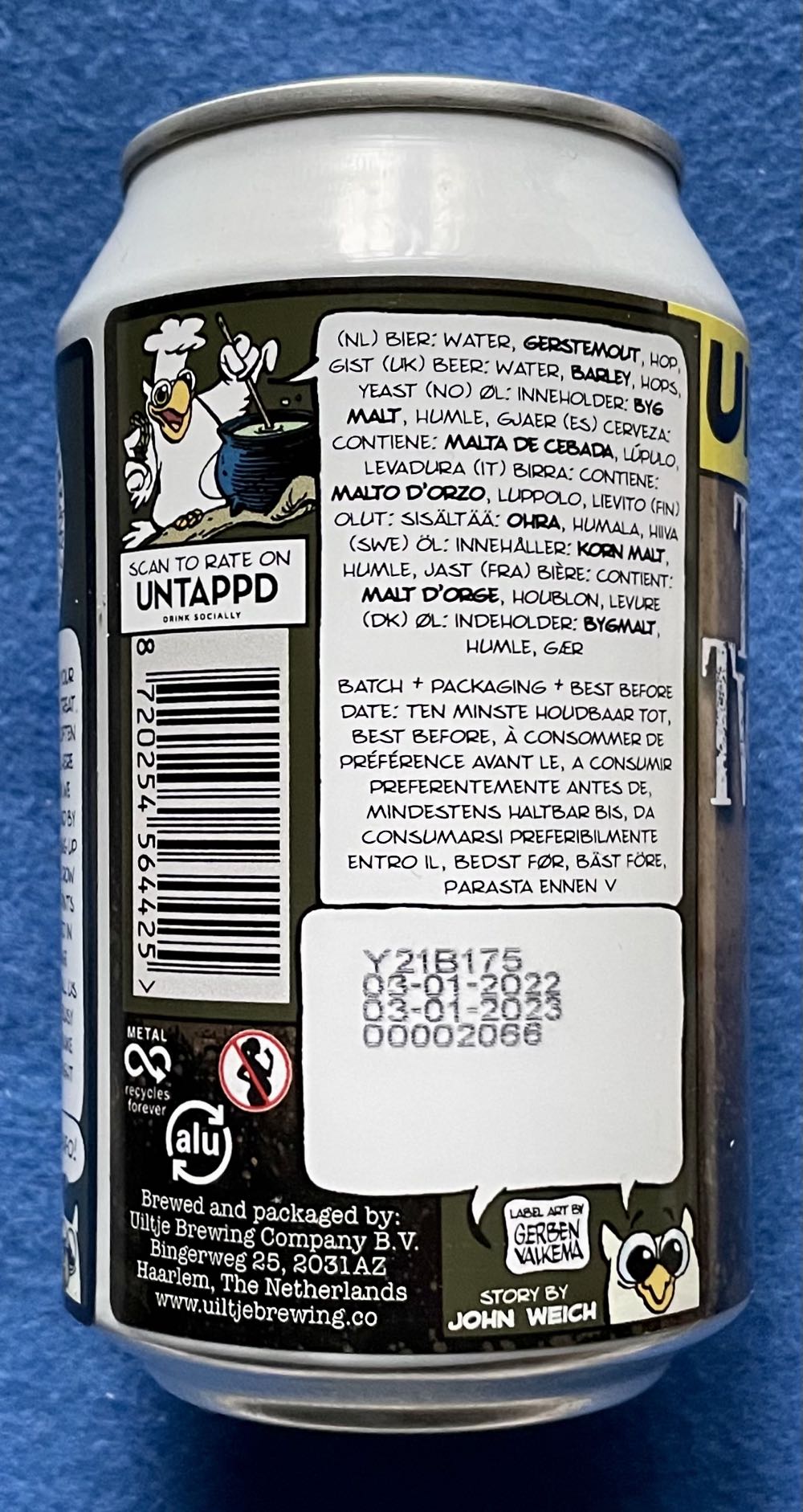 Tweed Tweet - Uiltje Brewing Company (330 mL) alcohol collectible [Barcode 8720254564425] - Main Image 4