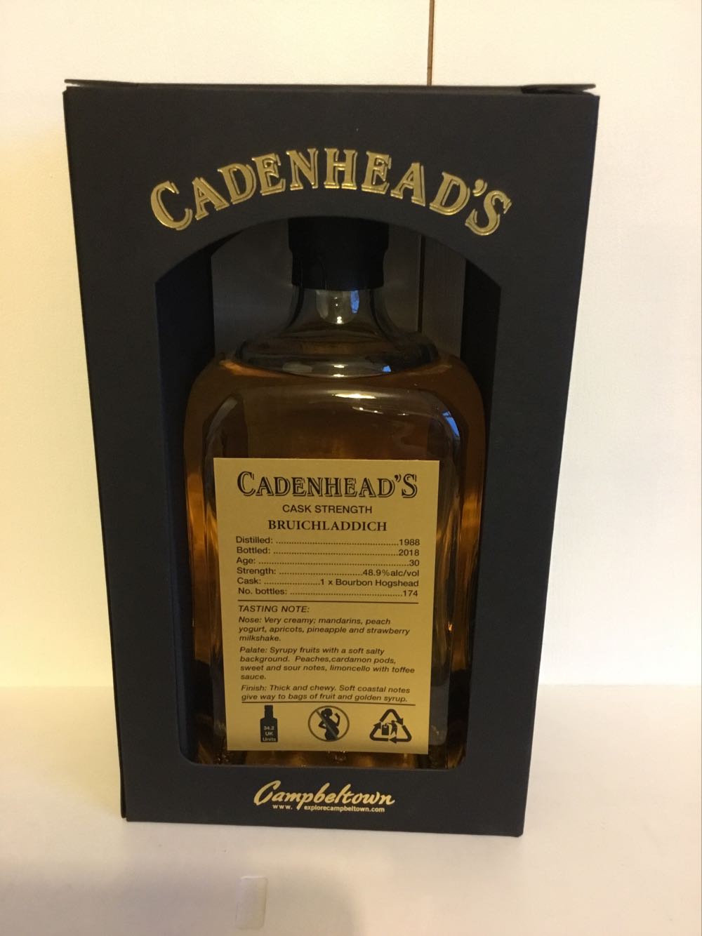 Bruichladdich 30yo 48.9% Cadenheads Gold Label - Bruichladdich Distillery alcohol collectible - Main Image 2