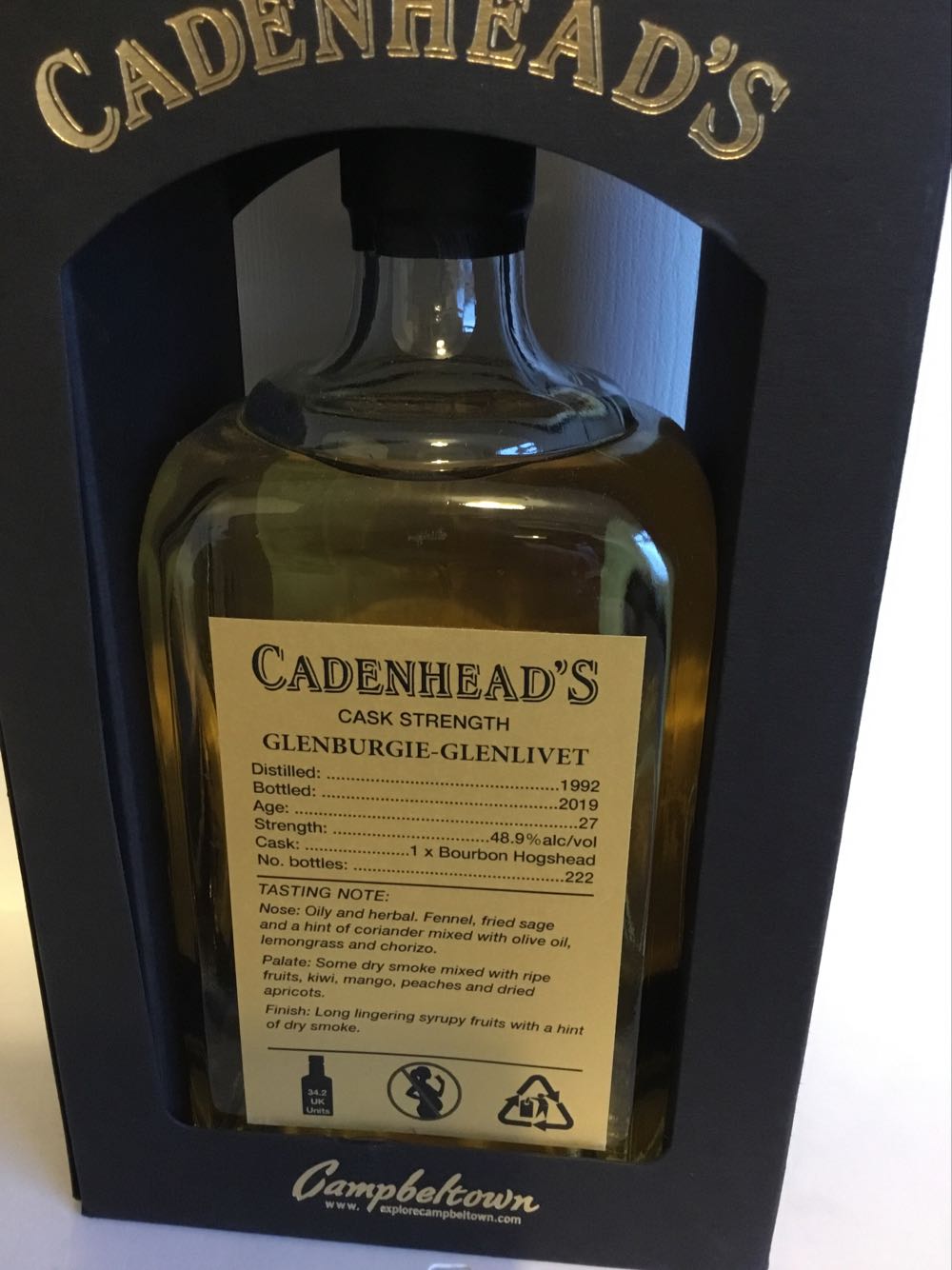 Glenburgie-Glenlivet 27yo 40.9% Cadenheads Gold Label - Glenburgie-Glenlivet alcohol collectible - Main Image 2