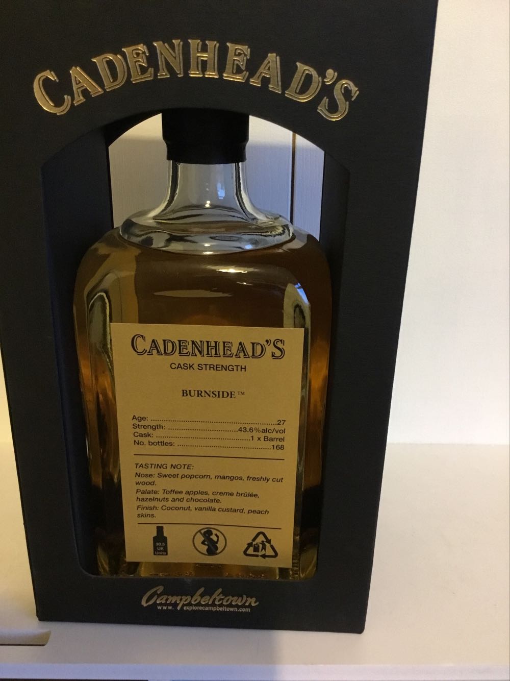 Burnside 27yo 43.6% Cadenheads Gold Label -  Burnside alcohol collectible - Main Image 2